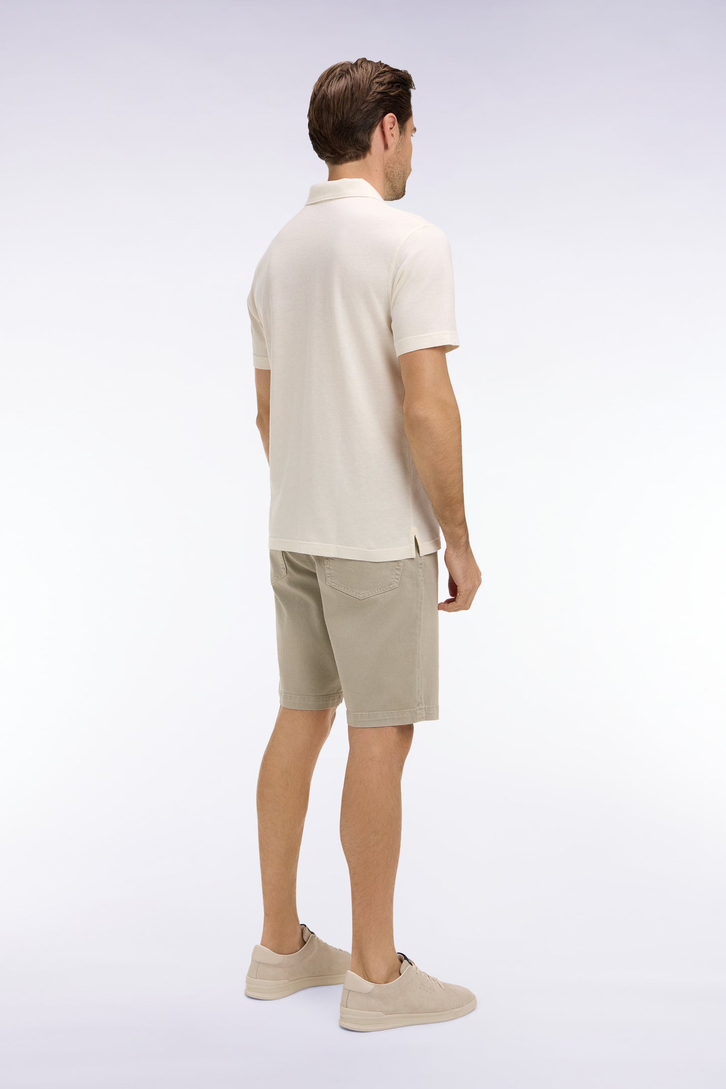 Khaki stretch denim Bermuda shorts