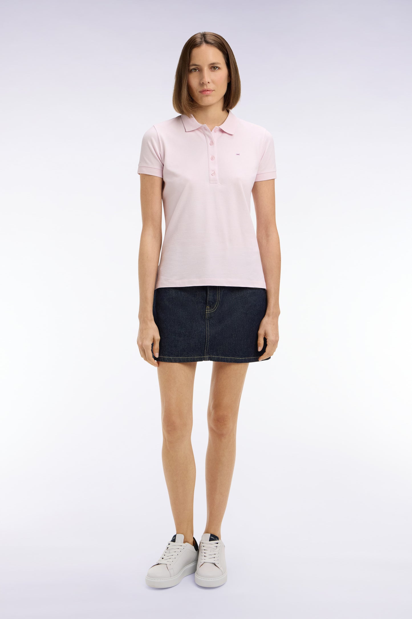 Jupe courte droite en denim brut