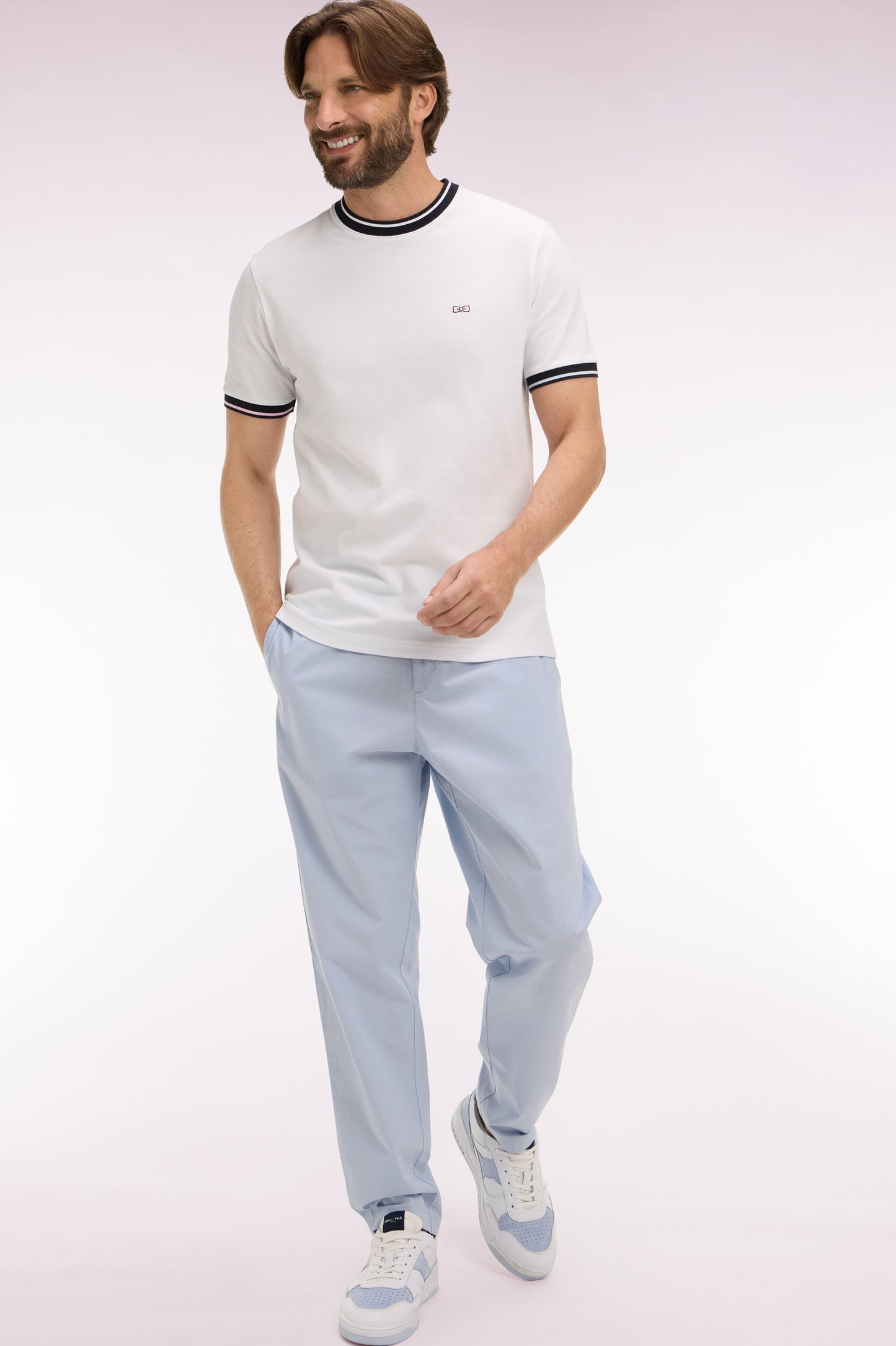 Pantalon en toile de coton gris clair