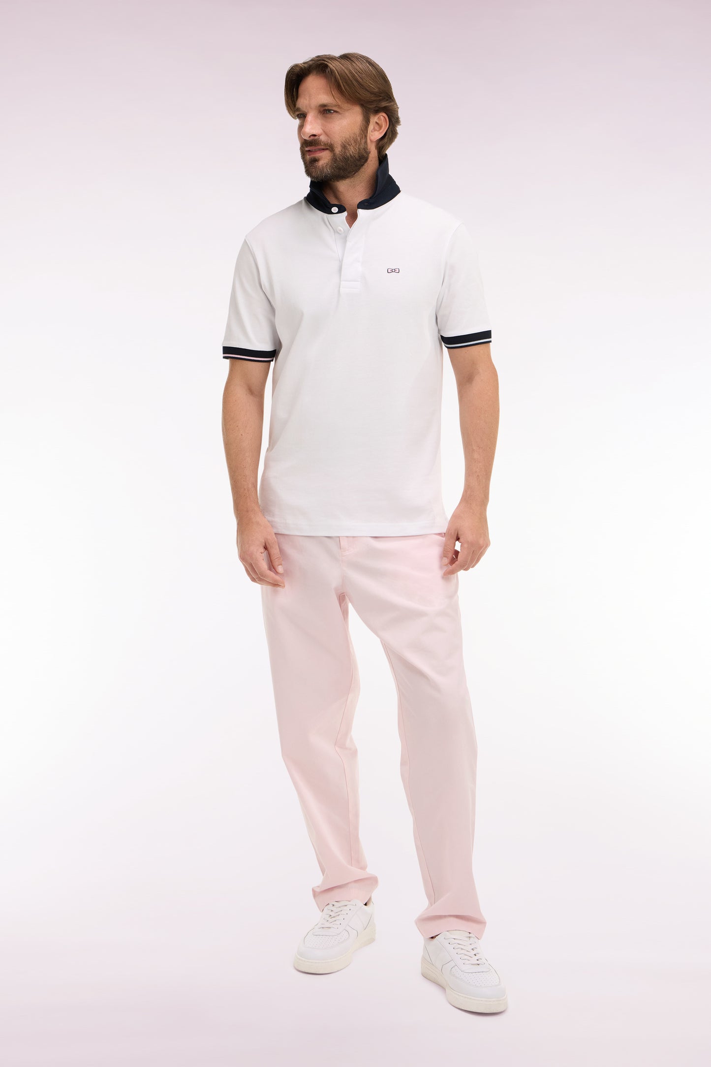 Pantalon en toile de coton rose