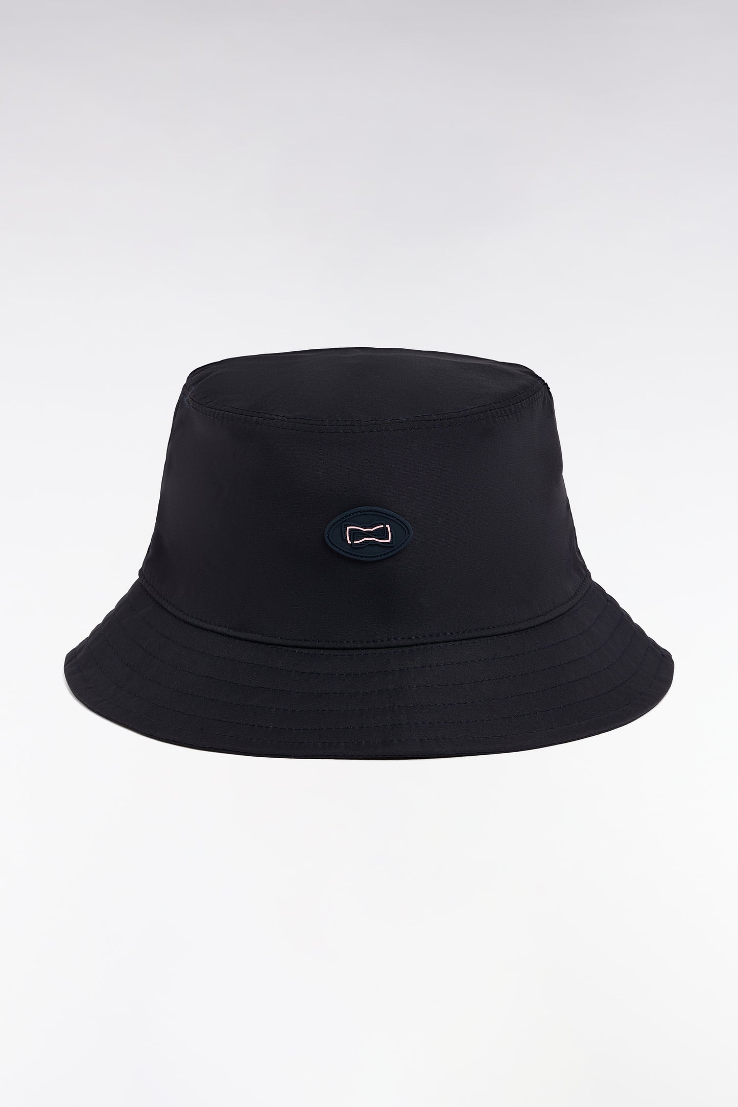 Navy nylon bucket hat with 3D prints