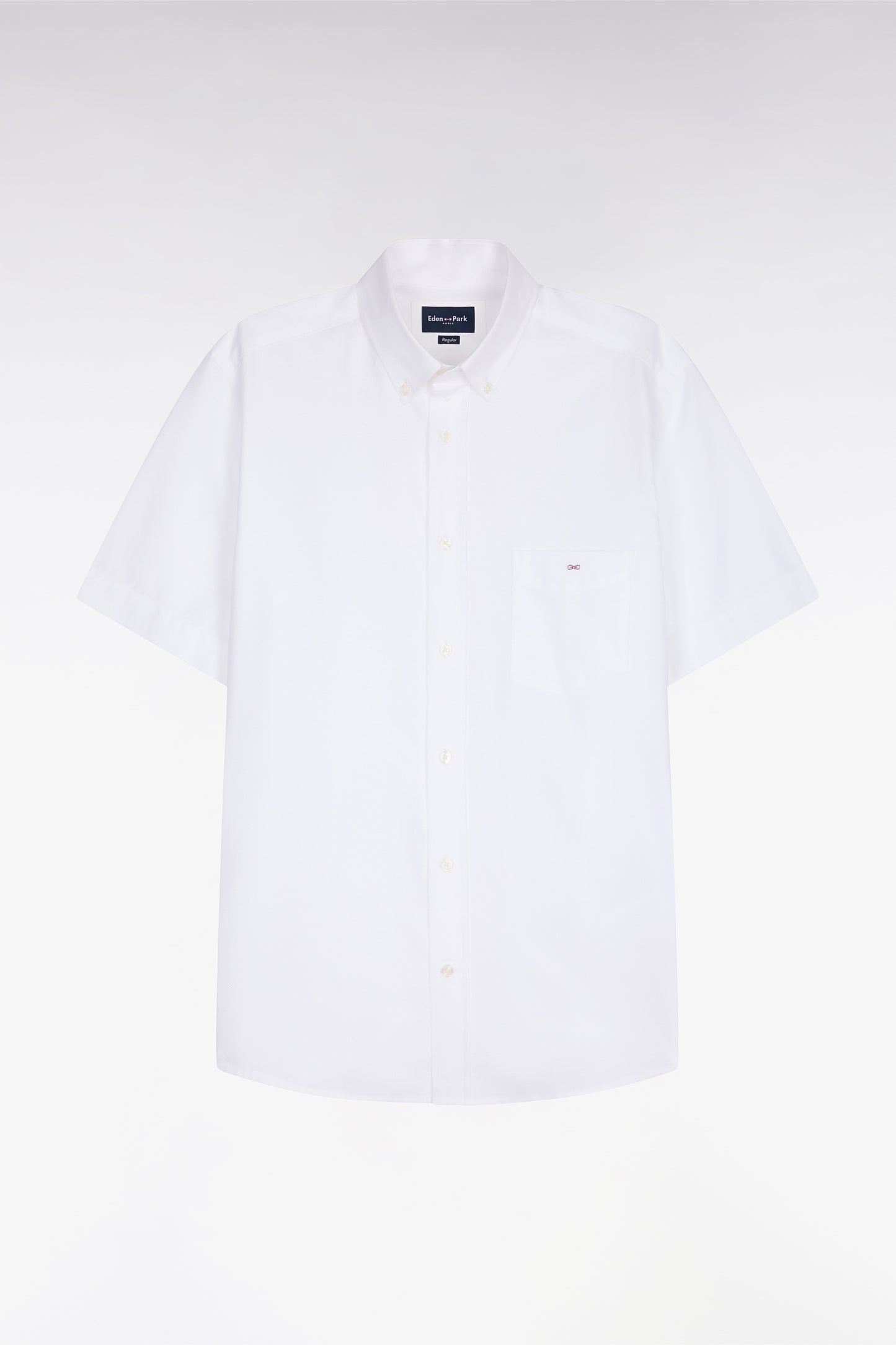 White cotton piqué short-sleeved shirt