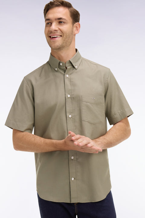 Chemise à manches courtes en piqué coton kaki - Image 1