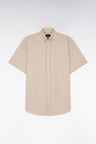 Chemise à manches courtes en piqué coton beige