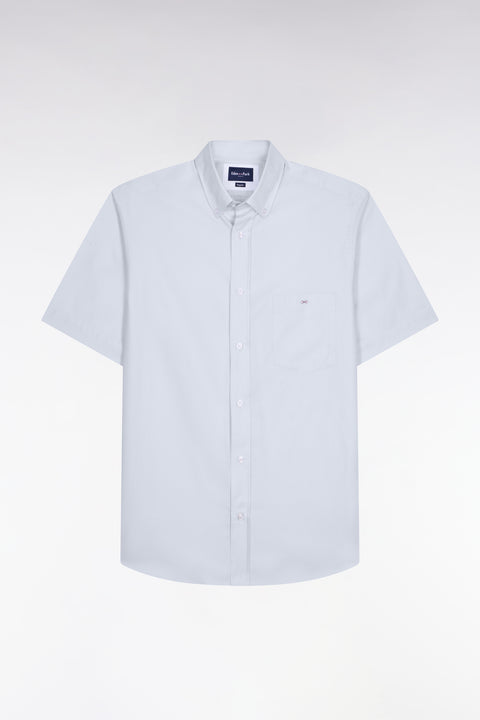 Chemise à manches courtes en coton fil teint ciel - Image 2