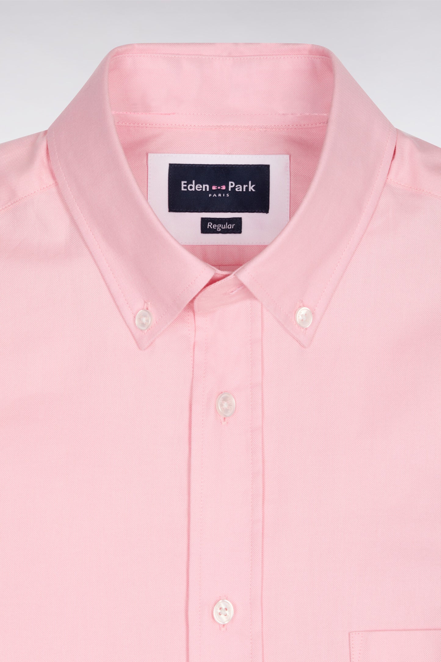 Short-sleeved shirt in pink yarn-dyed cotton