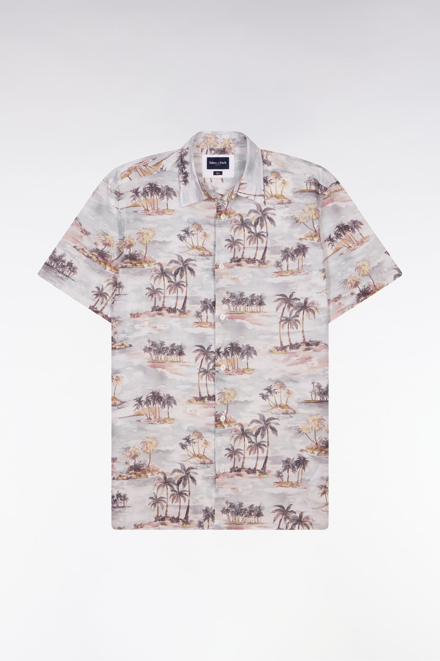 Chemise hawaïenne à manches courtes en coton imprimé coupe slim