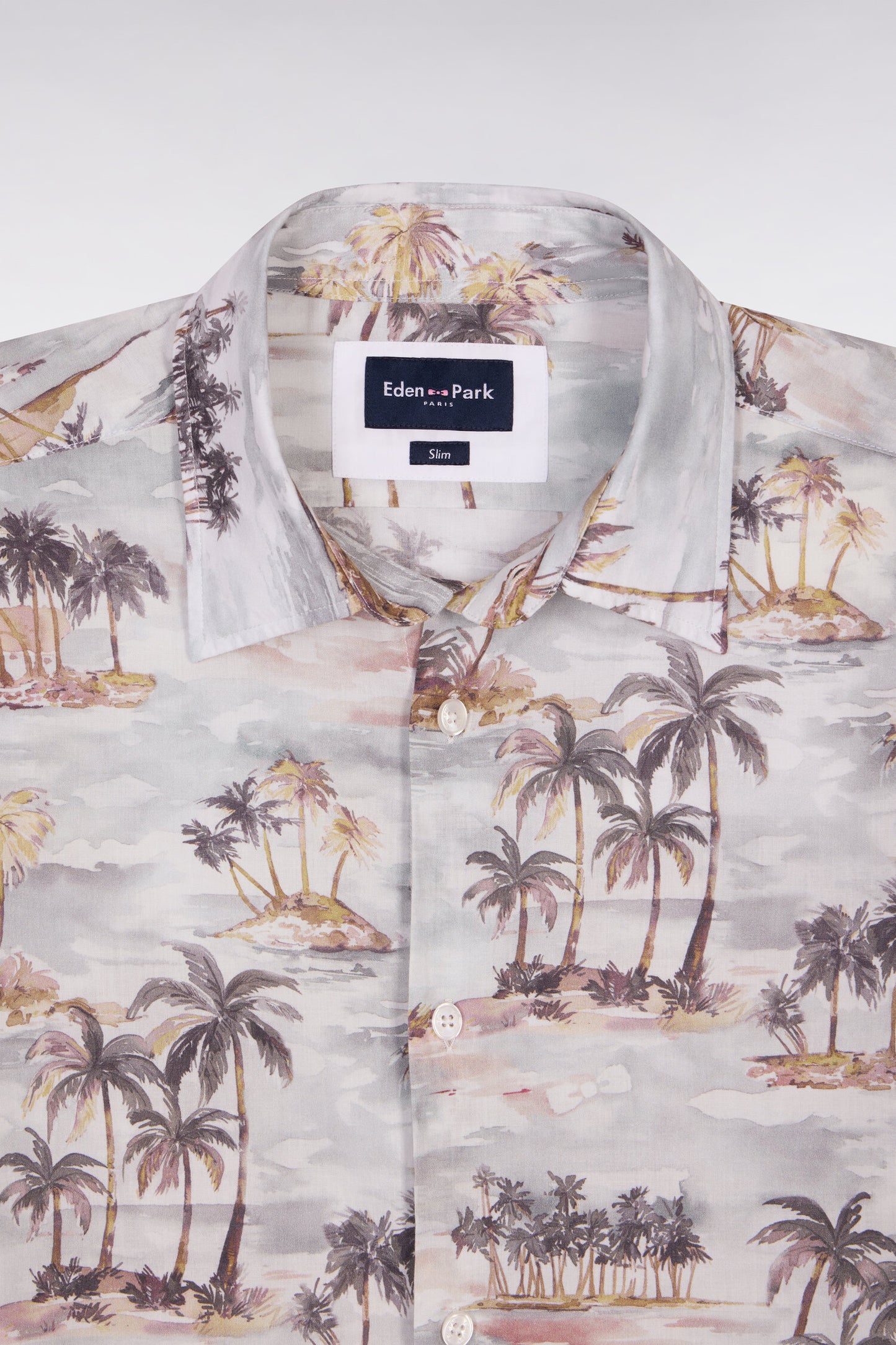 Chemise hawaïenne à manches courtes en coton imprimé coupe slim