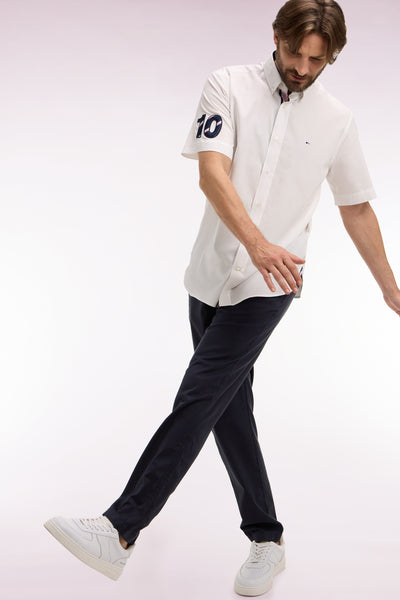 XV de France white cotton short-sleeved shirt