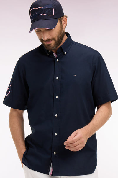 XV de France navy cotton short-sleeved shirt