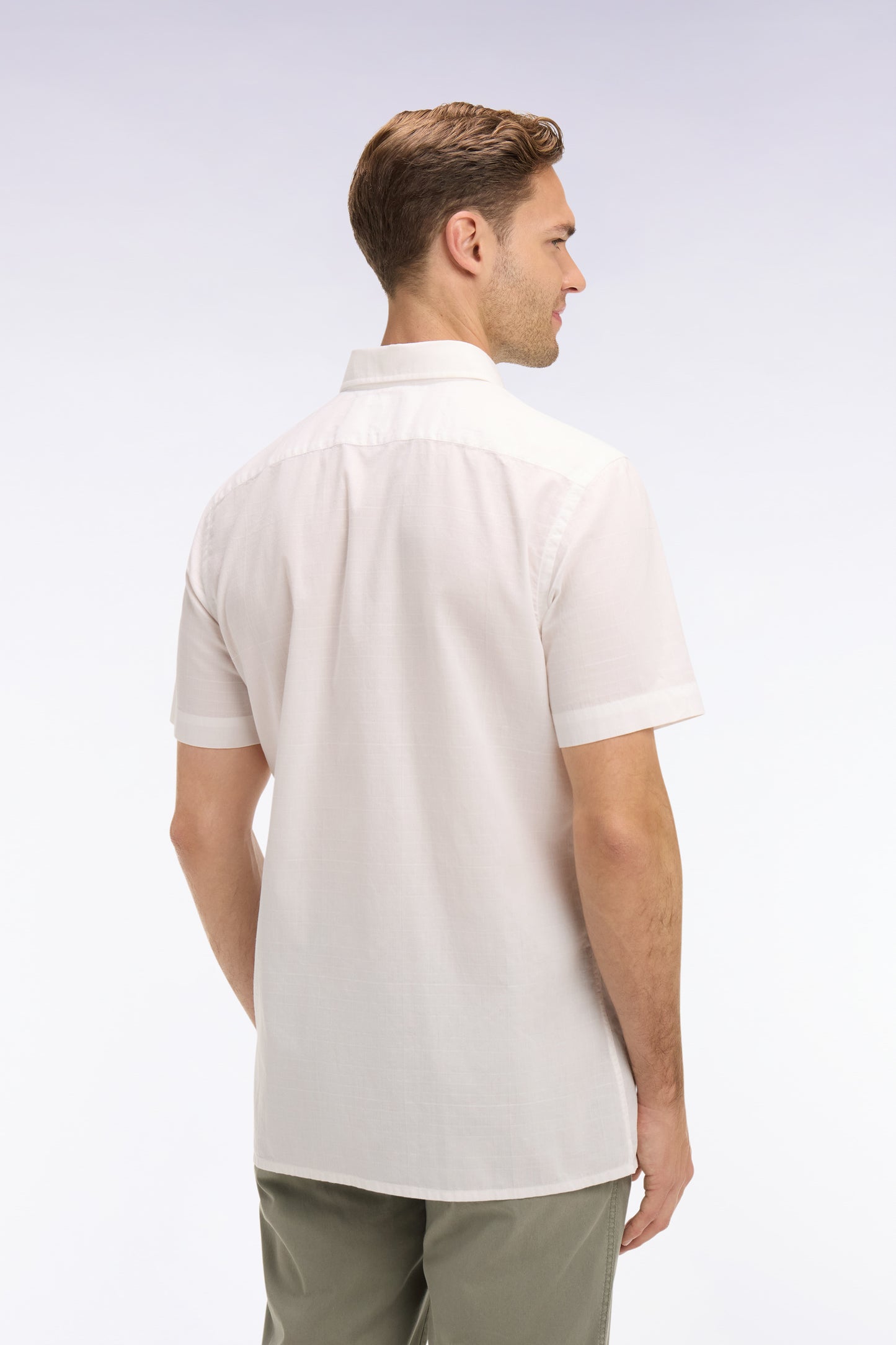 White Cotton Short Sleeve Slim Fit Shirt