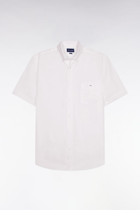 Chemise à manches courtes en lin blanc - Image 2