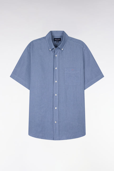 Chemise à manches courtes en lin bleu - Image 2