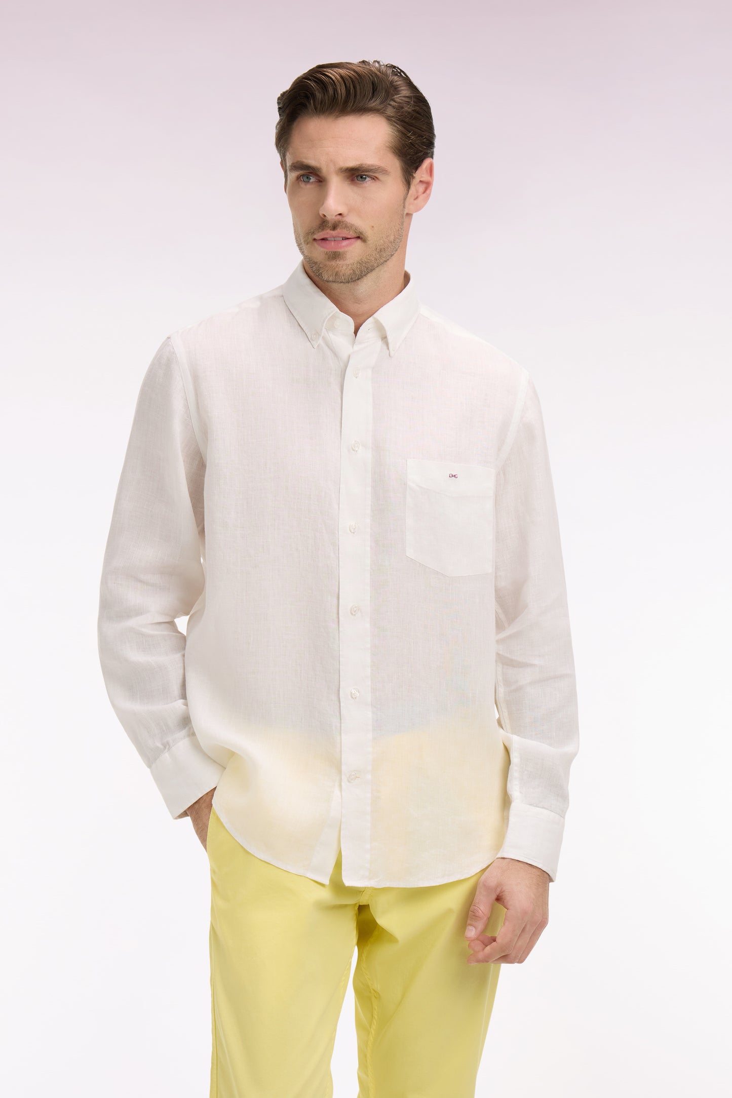 Straight white linen shirt