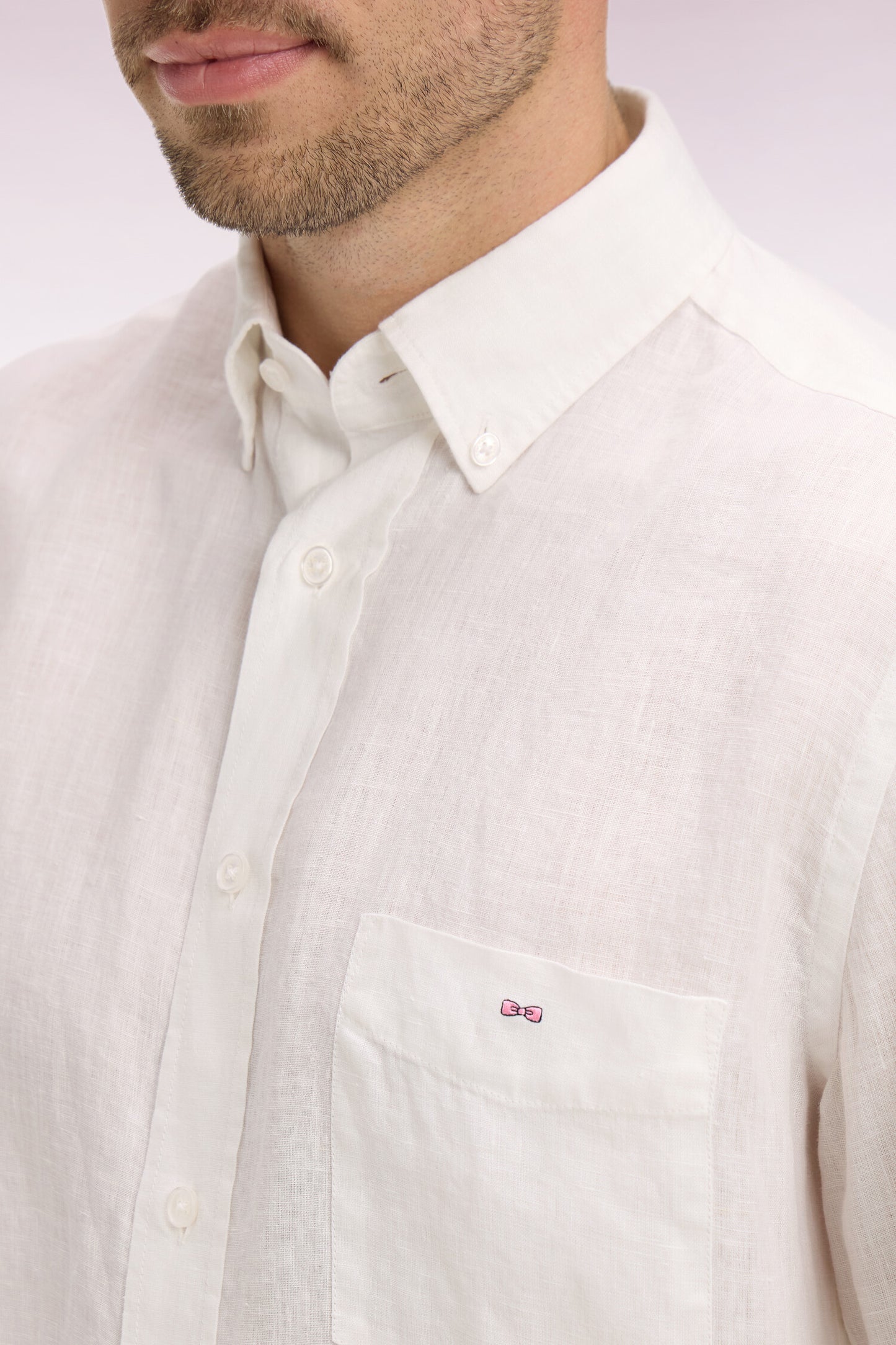 Straight white linen shirt