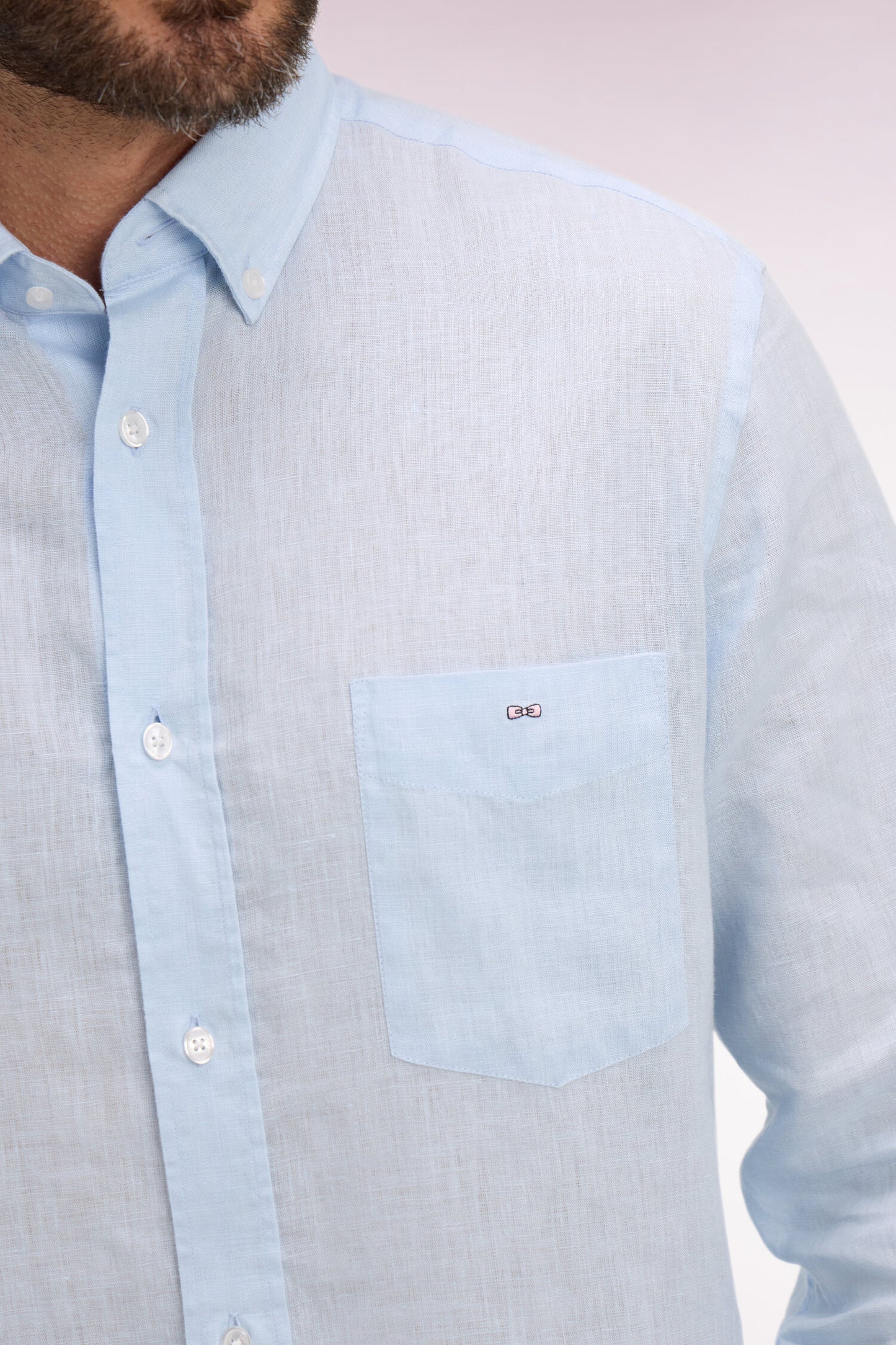 Straight sky blue linen shirt