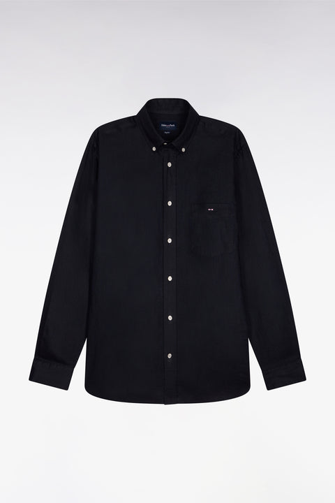 Chemise droite en lin marine - Image 2