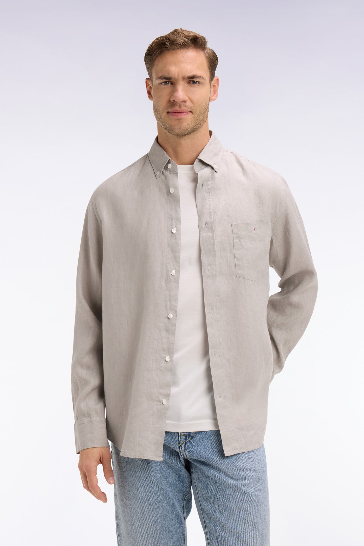 Straight gray linen shirt
