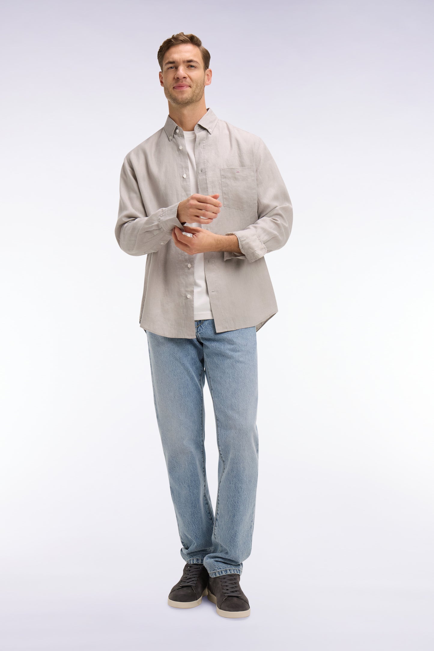 Straight gray linen shirt