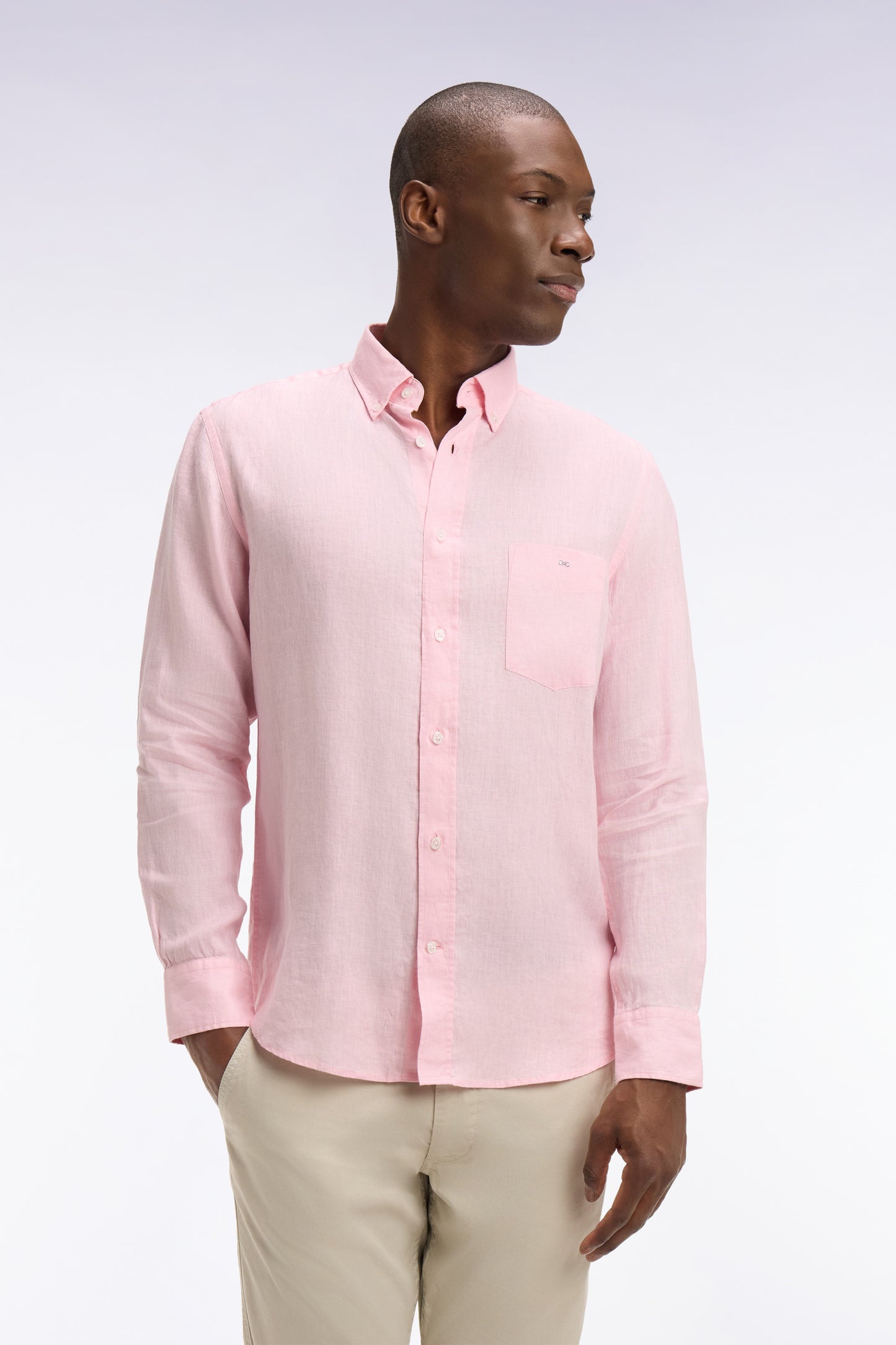 Straight light pink linen shirt