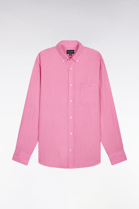Chemise droite en lin rose - Image 2