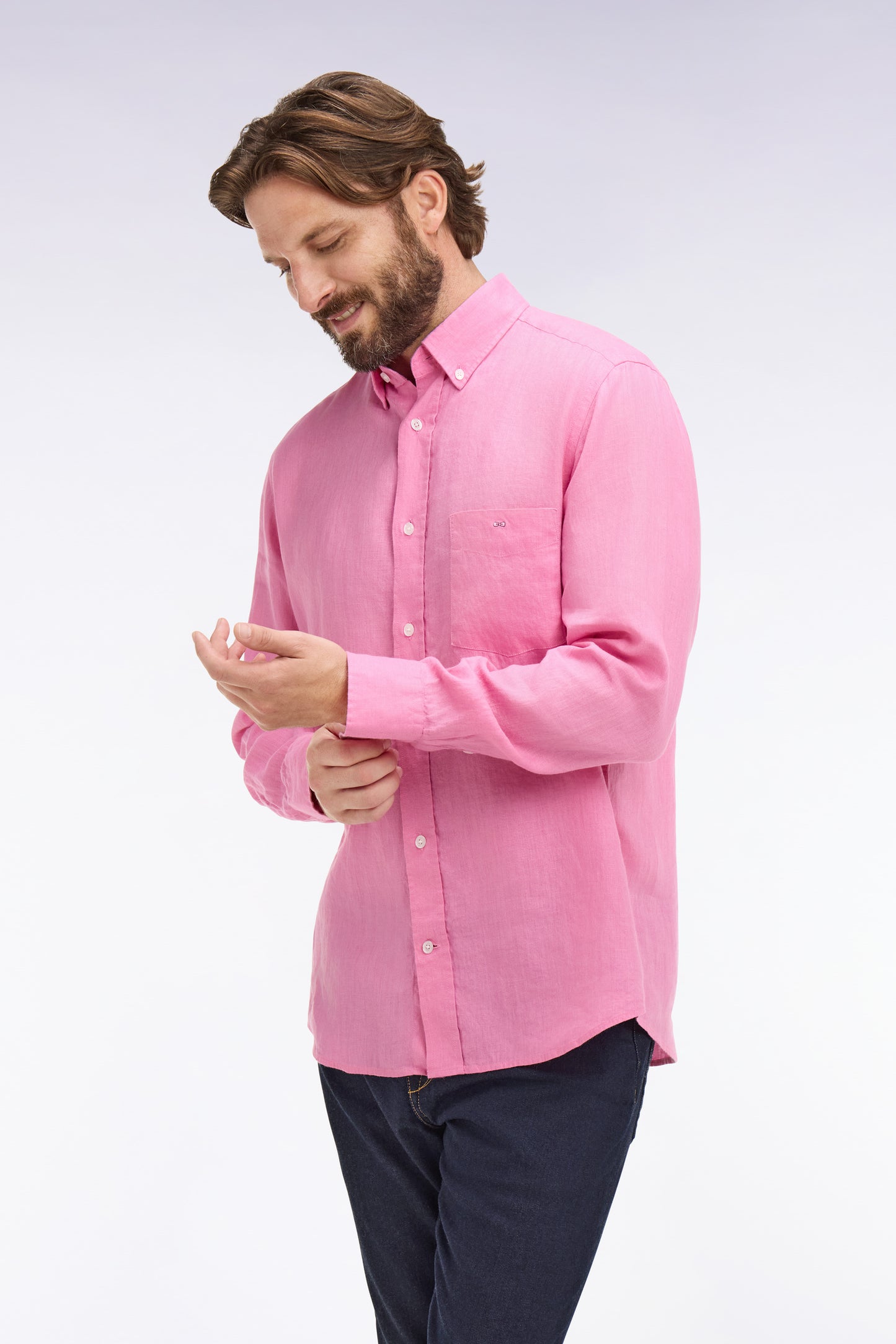 Straight pink linen shirt