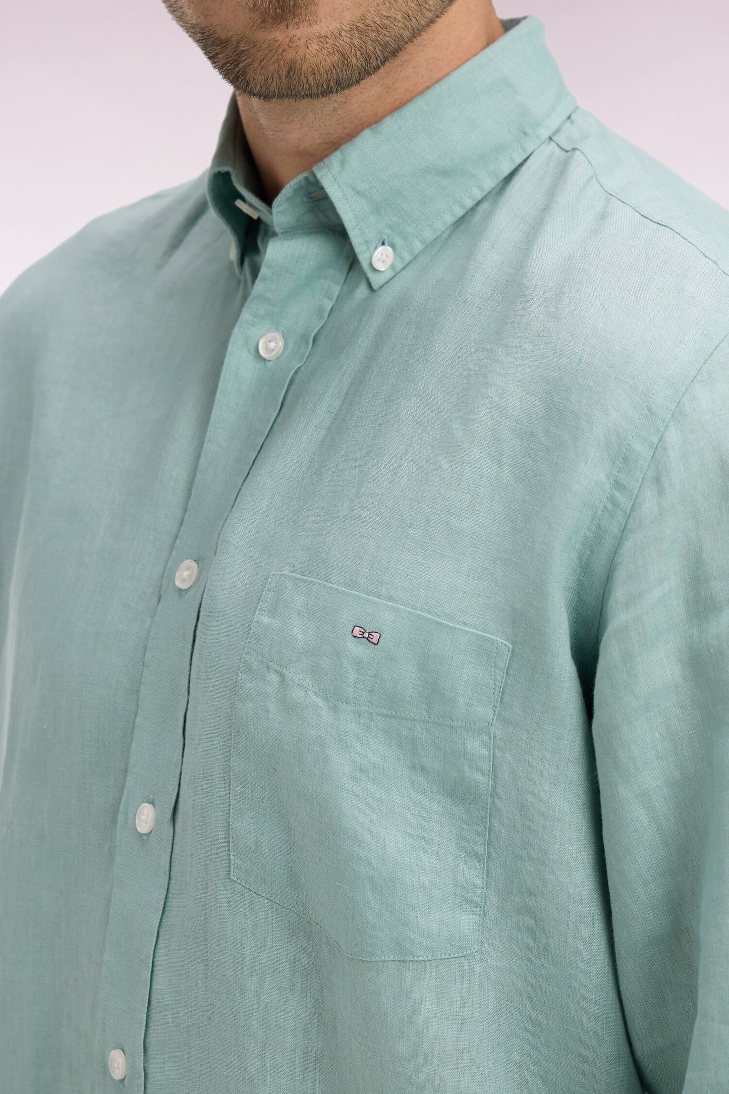 Straight shirt in sea green linen