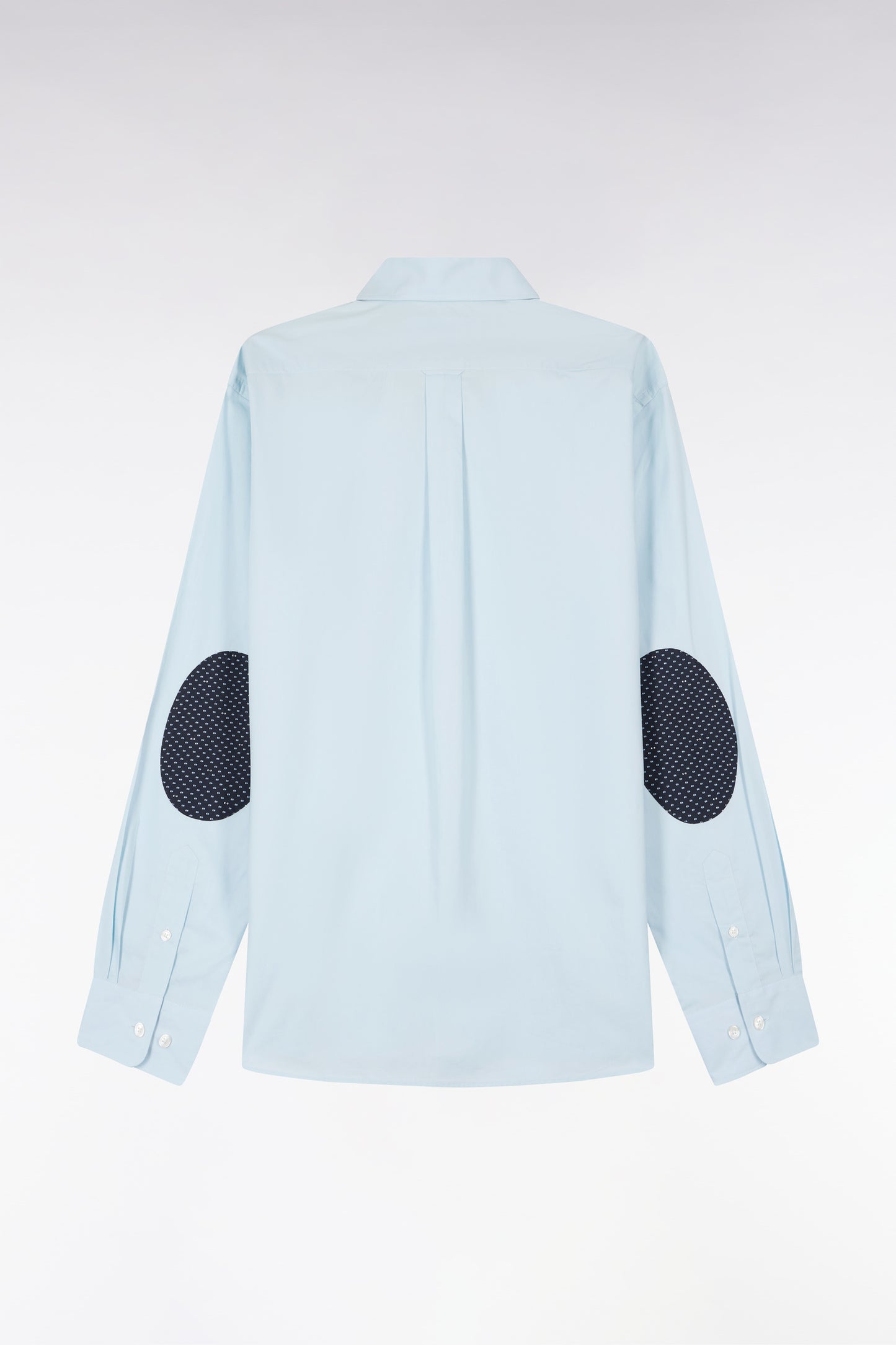 Sky blue cotton shirt with printed elbow patches