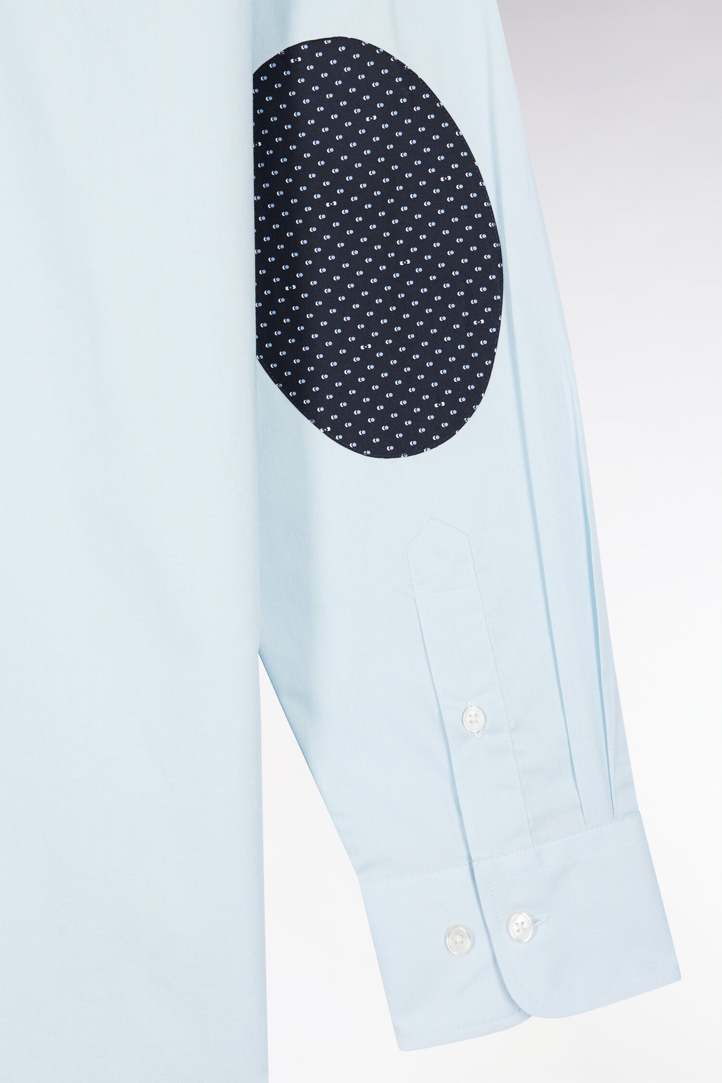 Sky blue cotton shirt with printed elbow patches