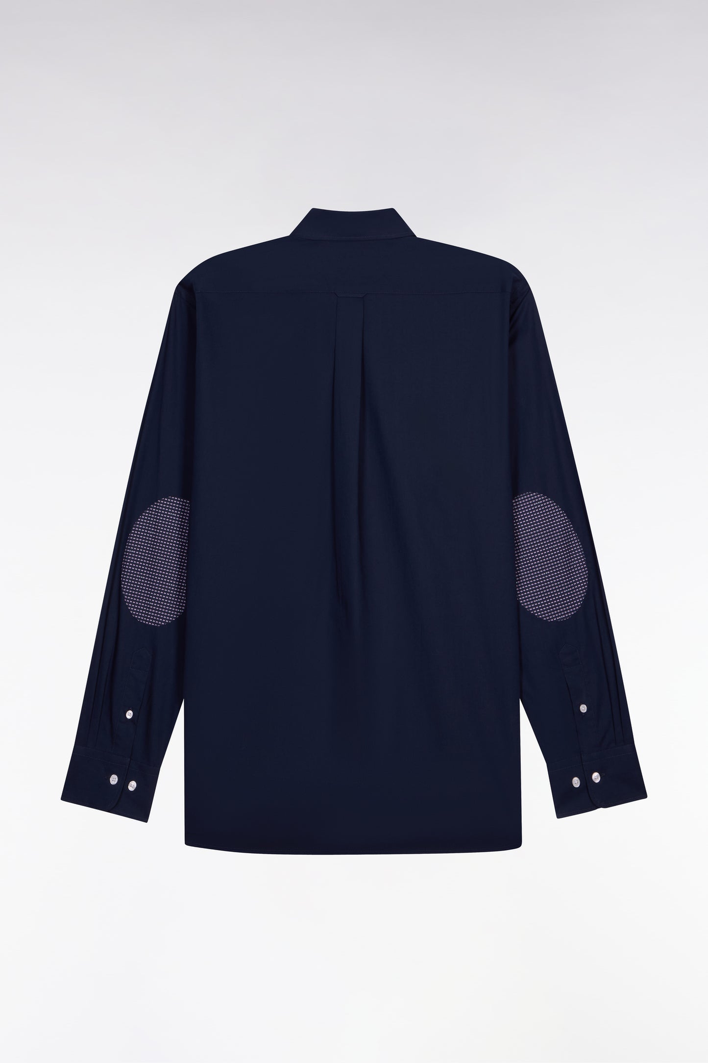 Navy cotton shirt with printed elbow patches