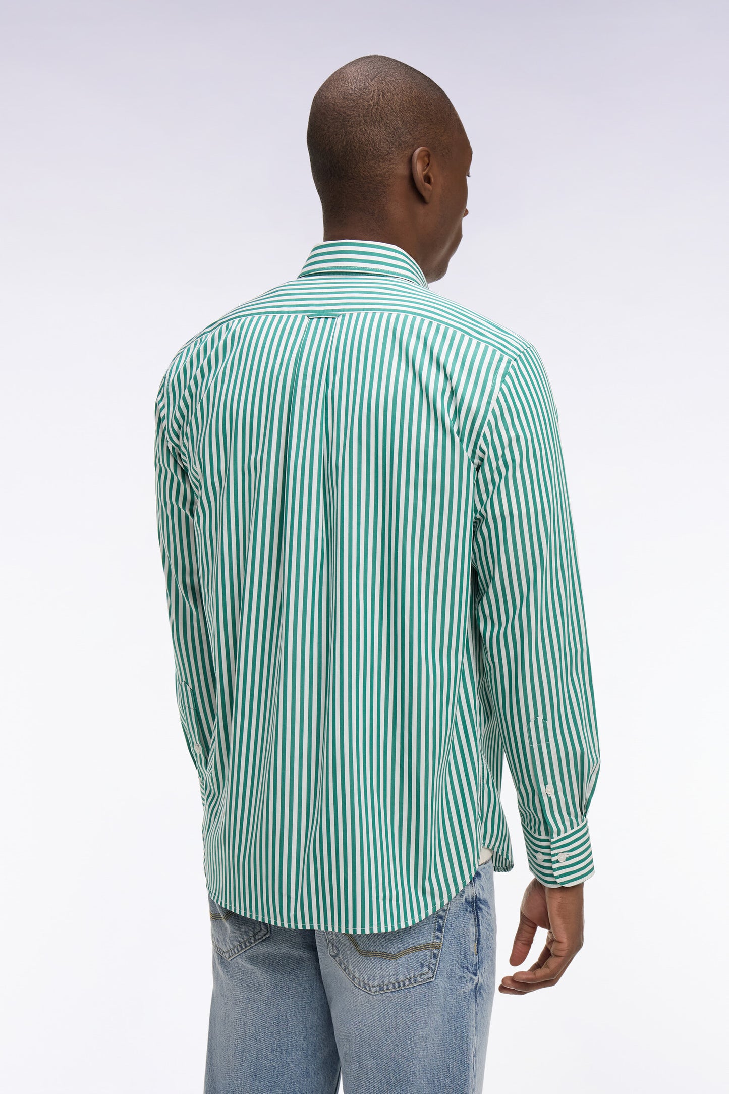 Chemise en coton vert à rayures bâtons