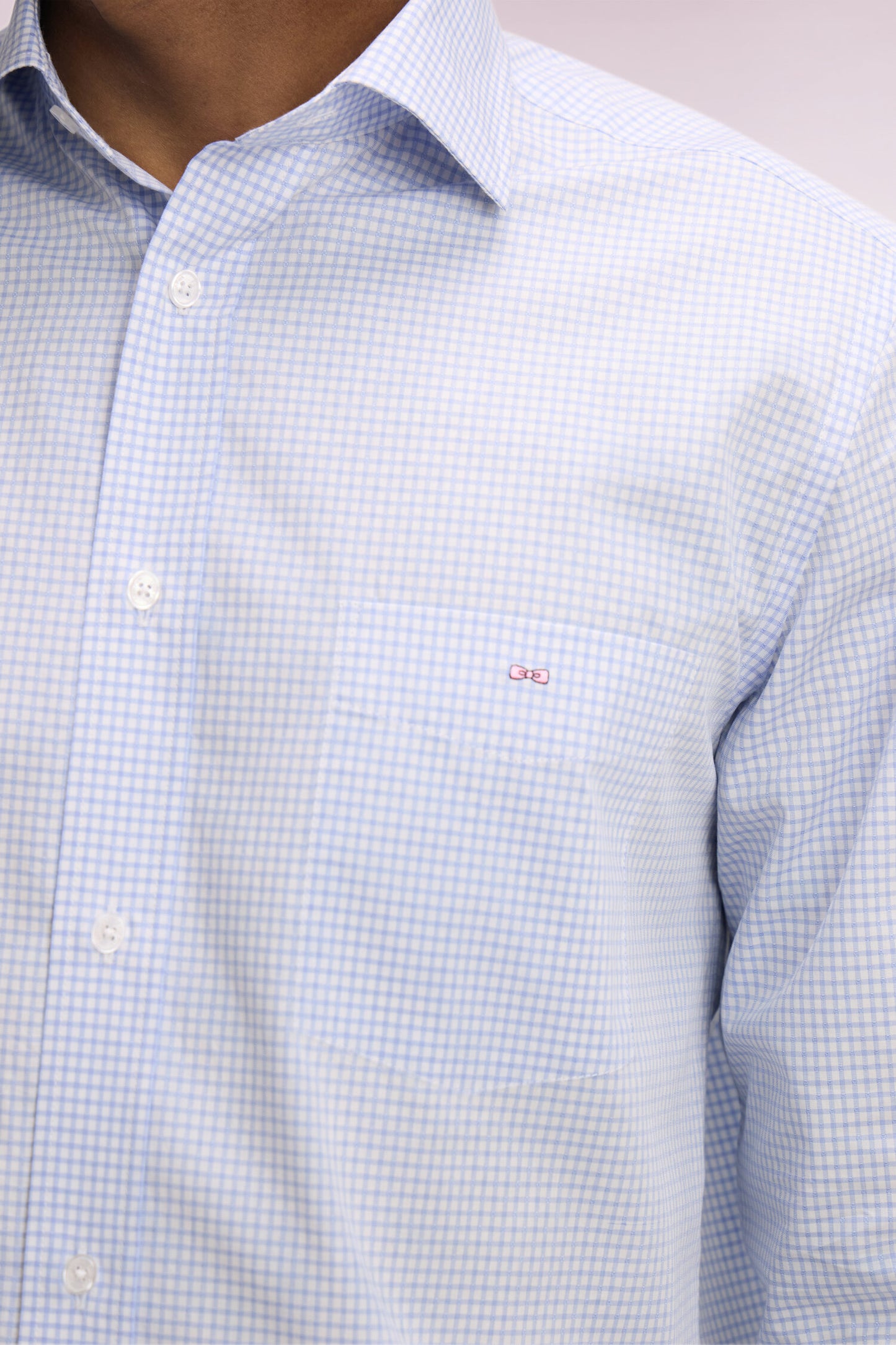 Regular fit sky check dobby cotton shirt