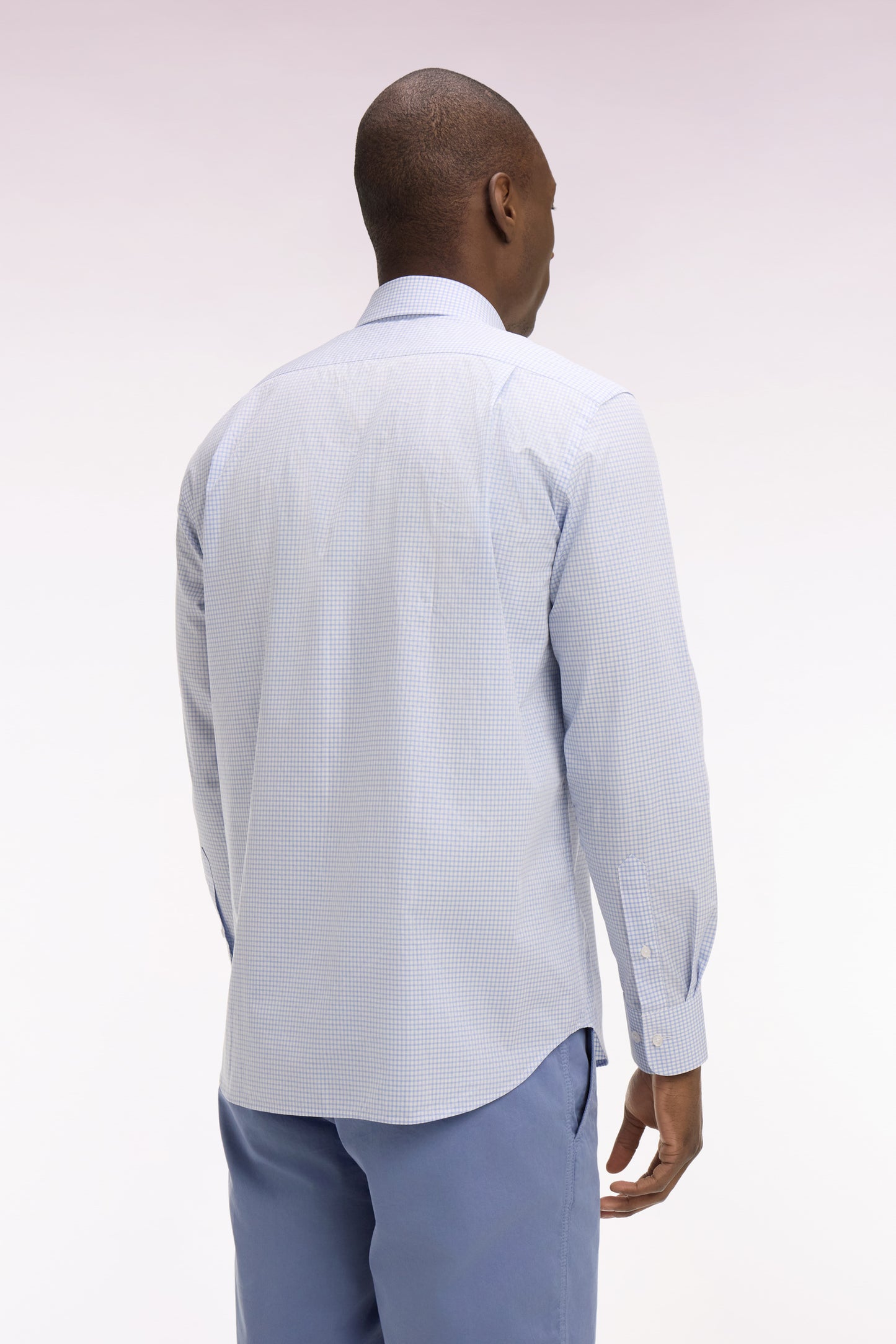 Regular fit sky check dobby cotton shirt