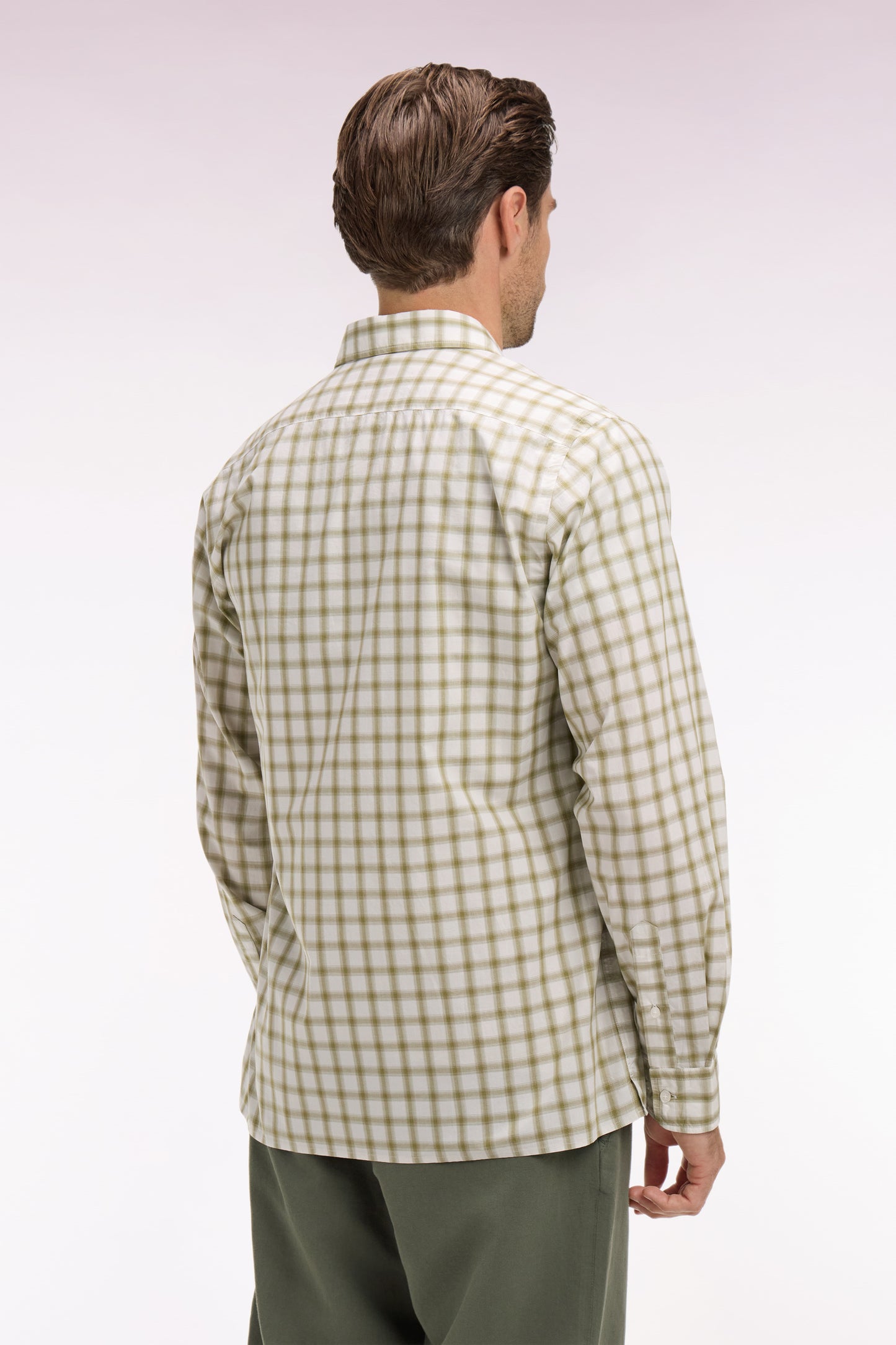 Chemise en coton à carreaux kaki