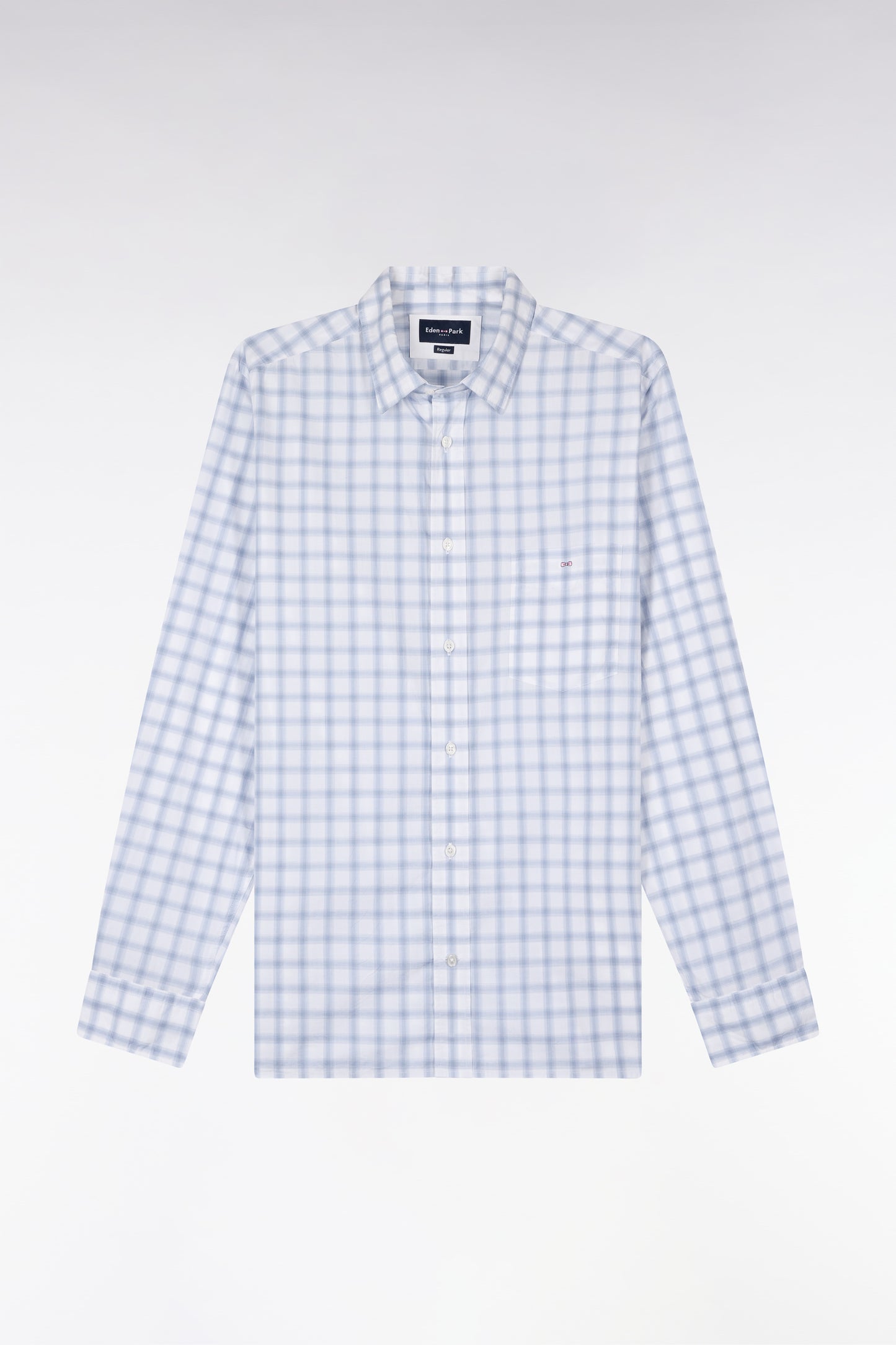 Chemise en coton à carreaux bleu
