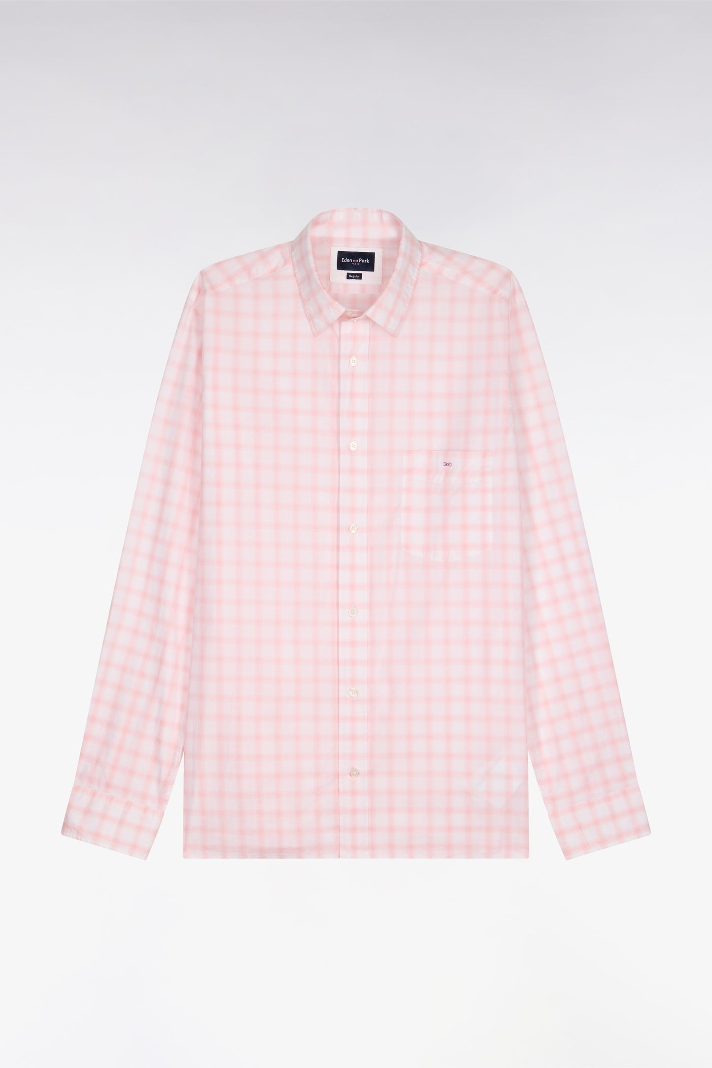 Chemise en coton à carreaux rose