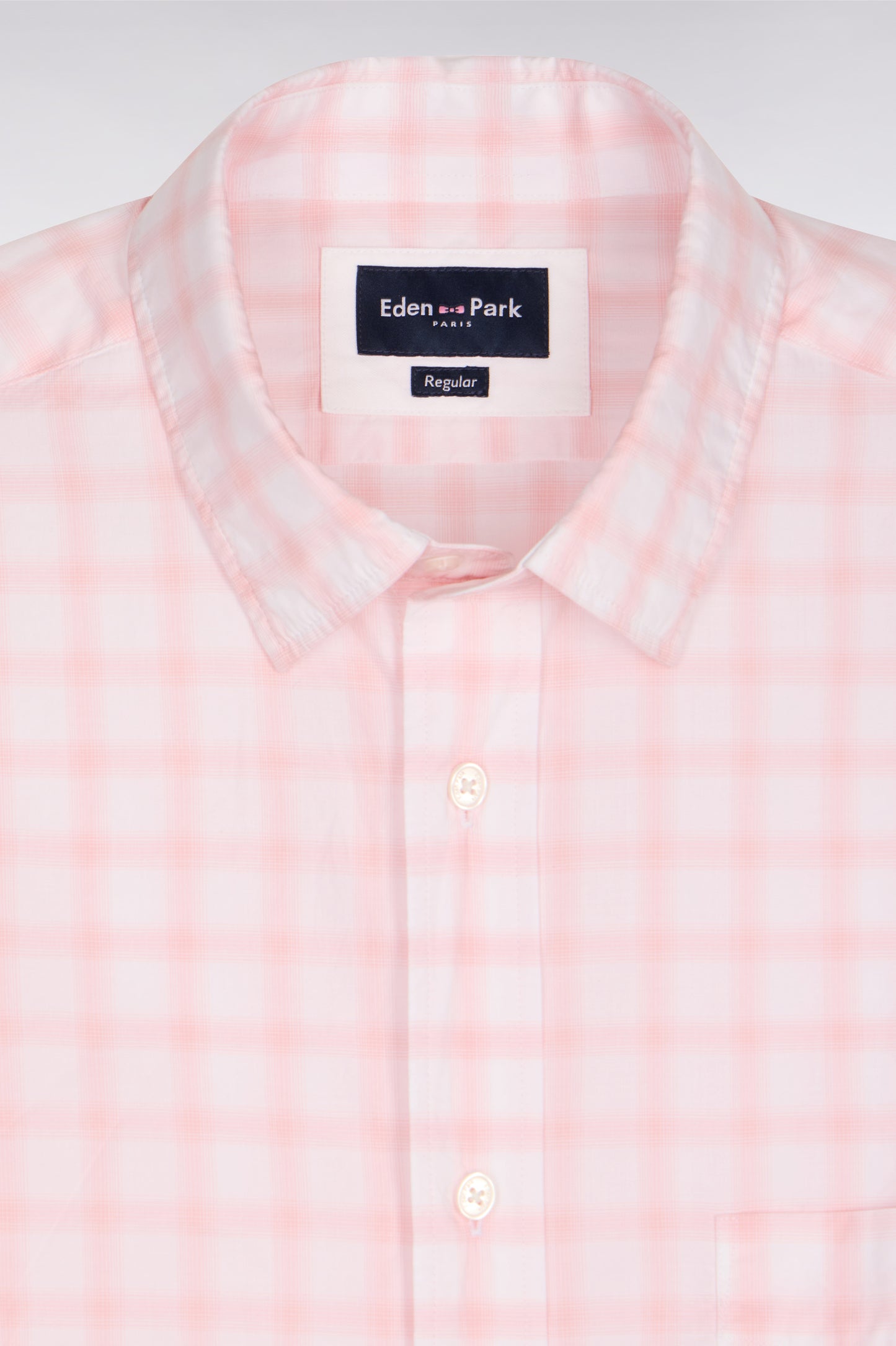 Chemise en coton à carreaux rose