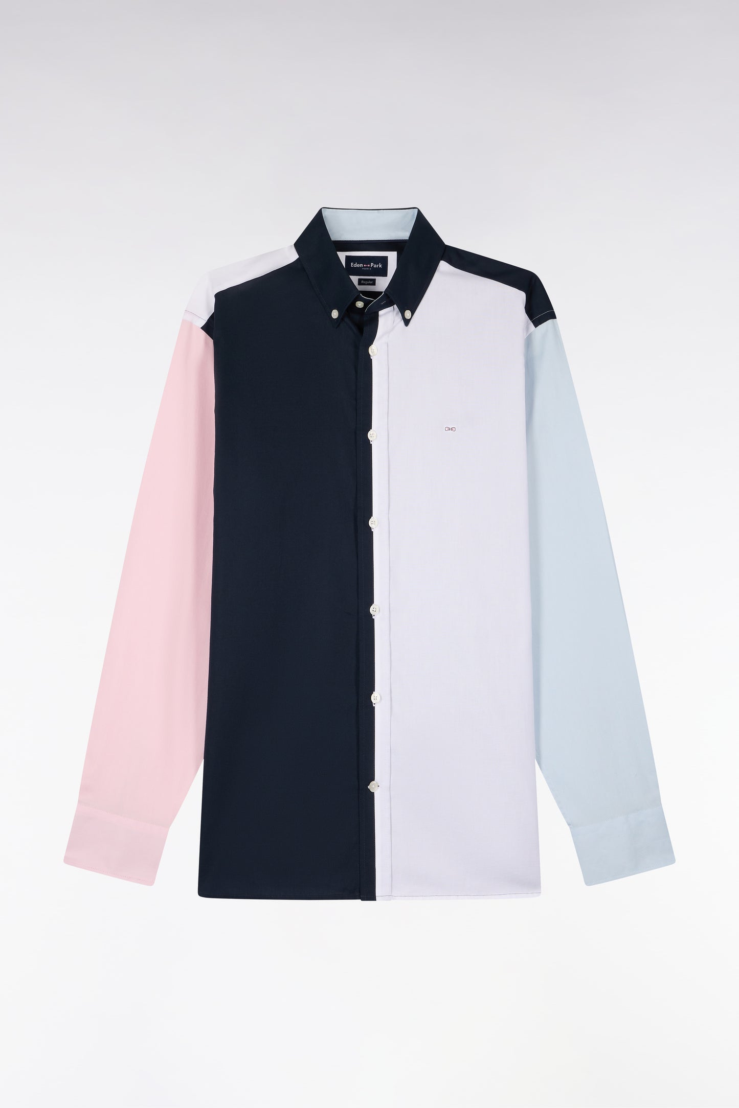 Chemise en coton colorblock coupe regular