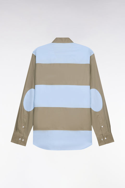 Chemise en coton à rayures rugby beige et ciel coupe regular - Image 2