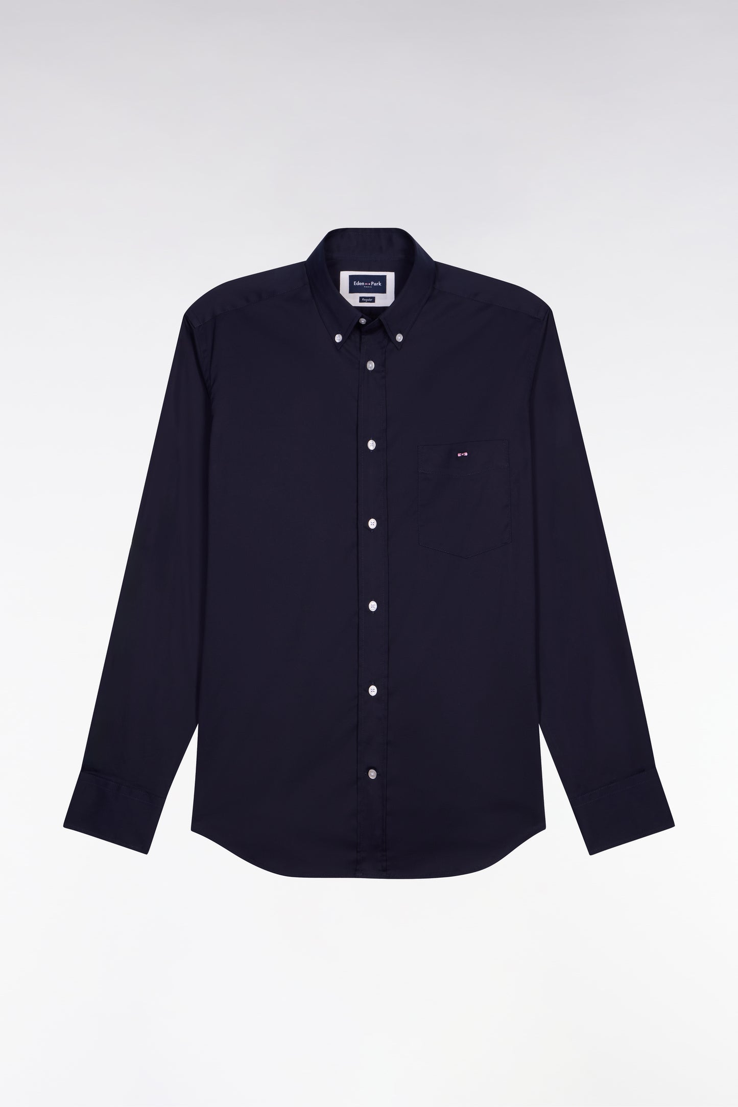 Regular fit navy cotton blend shirt