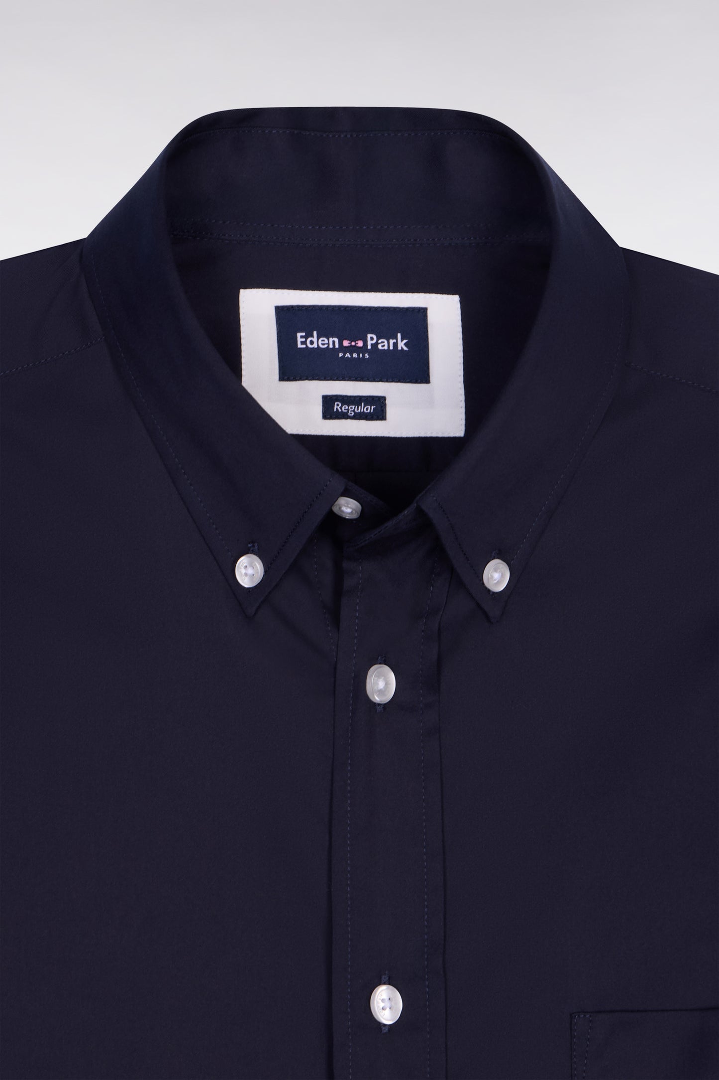 Regular fit navy cotton blend shirt