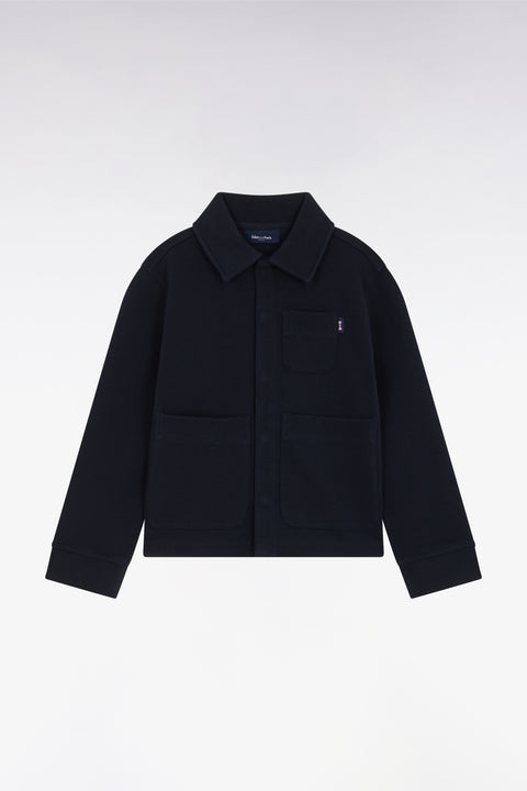 Surchemise en interlock marine à poches plaquées - Image 1