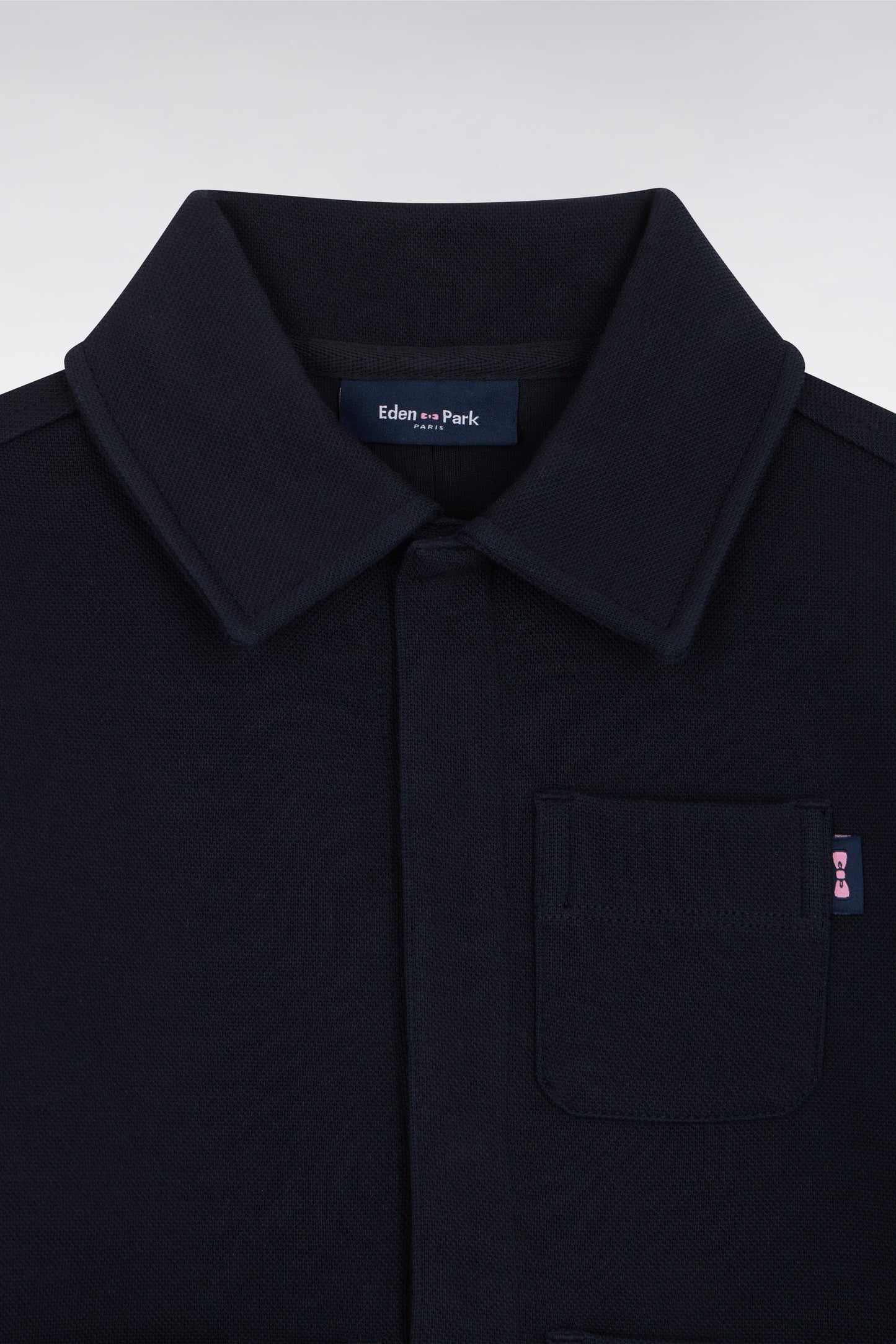 Surchemise en interlock marine à poches plaquées