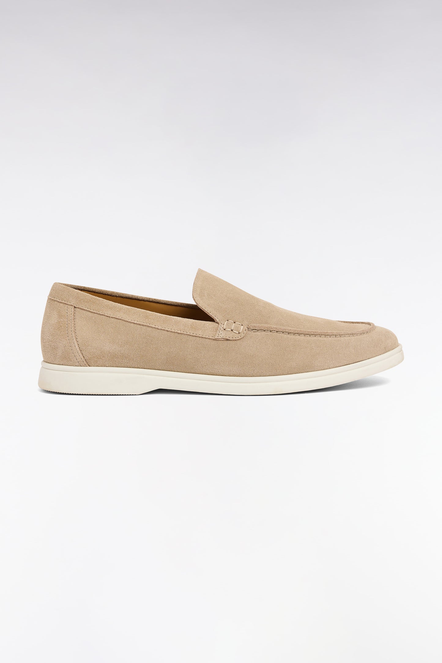 Beige suede split leather moccasins