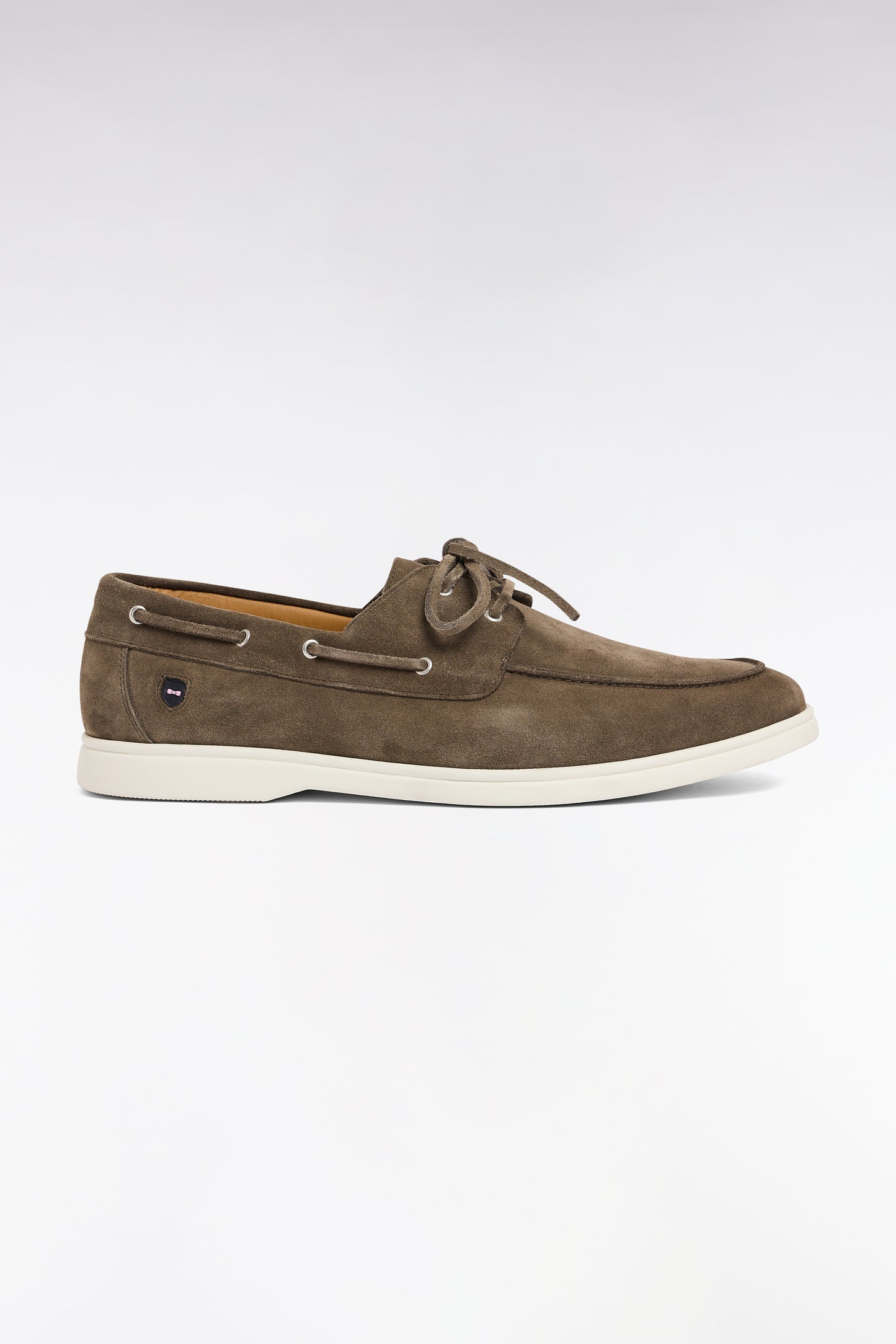 Gray suede leather boat shoes