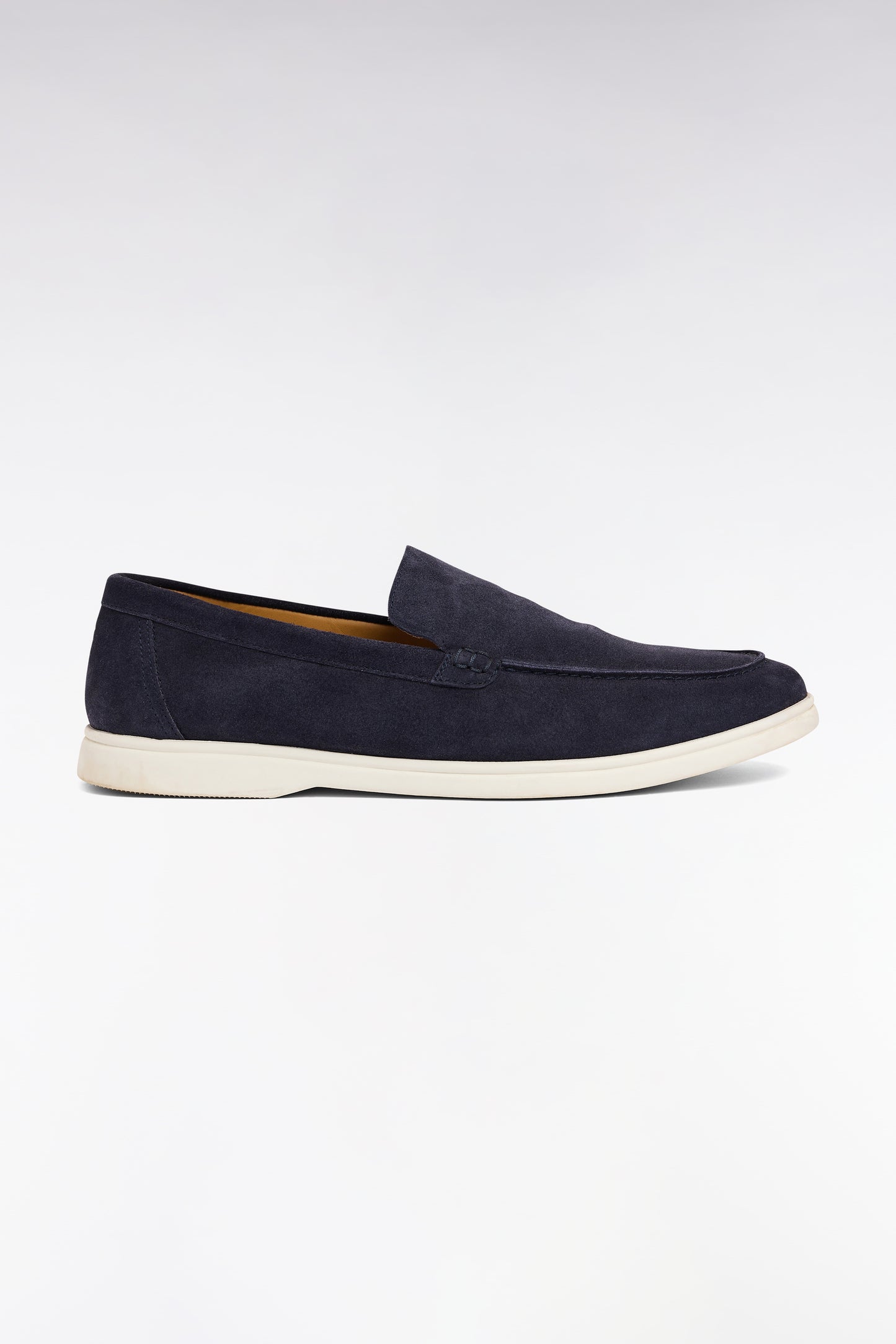 Navy suede split leather moccasins