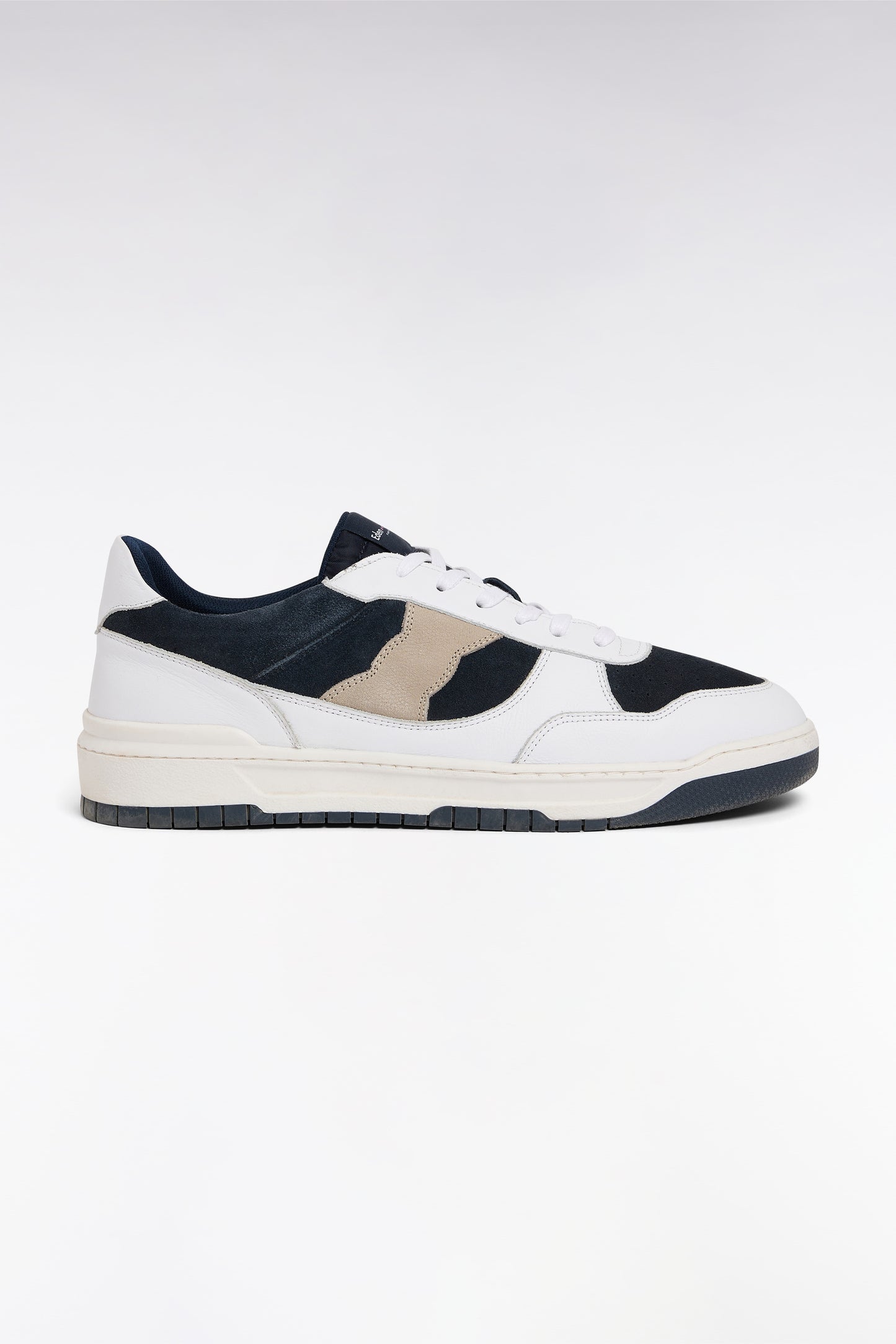 Sneakers tricolores en cuir marine