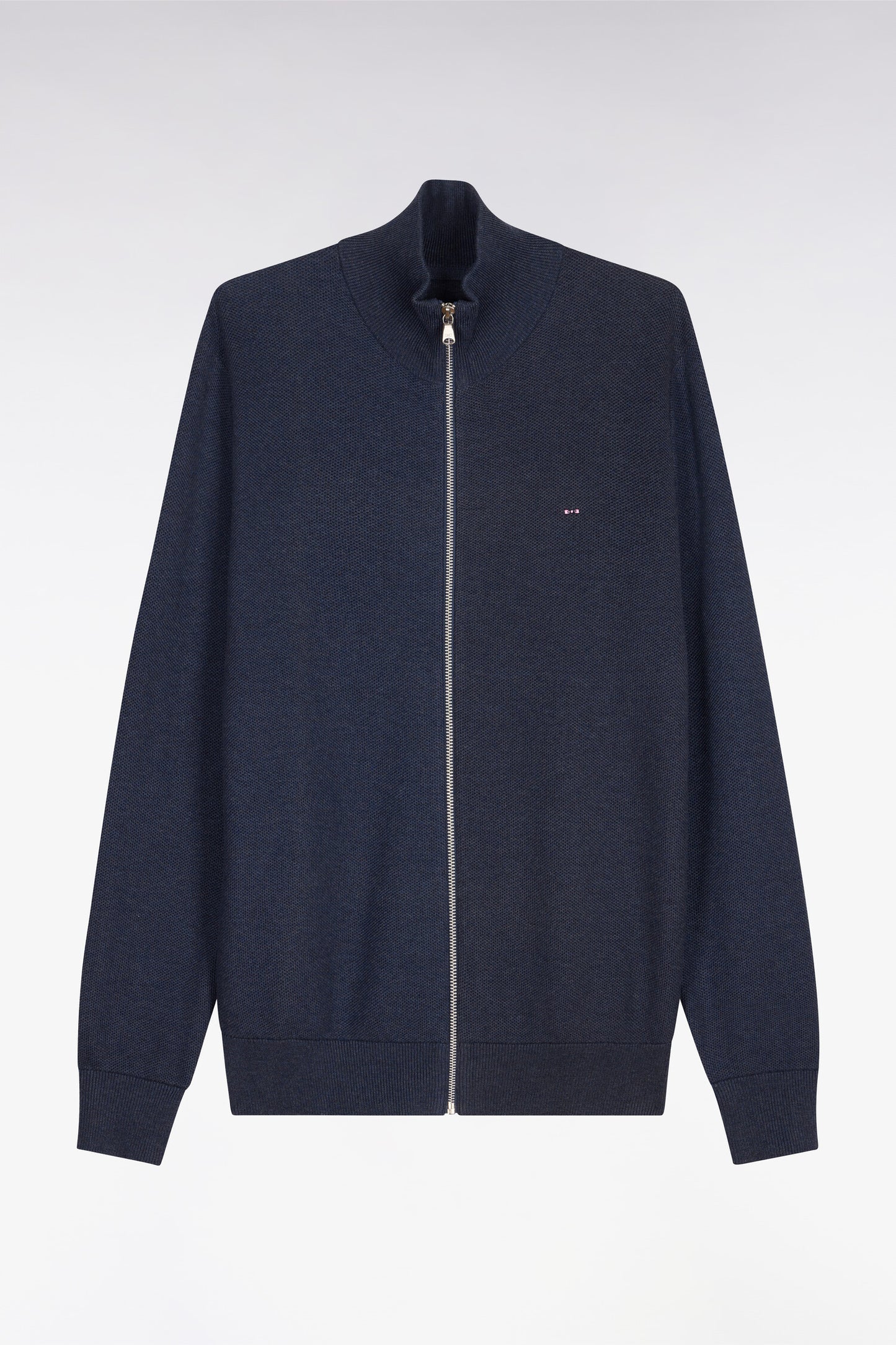 Cardigan zippé en coton bleu foncé