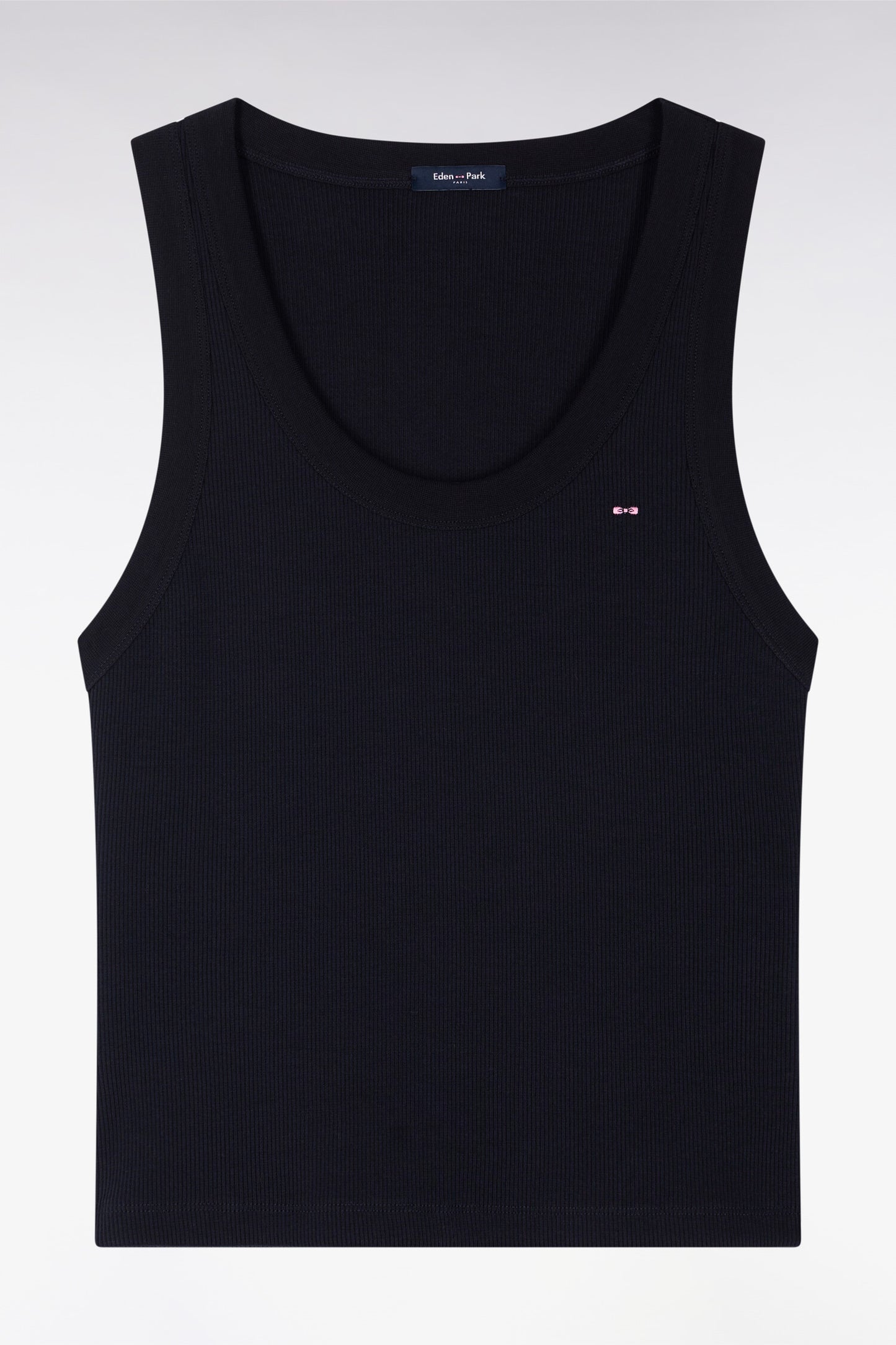 Débardeur côtelé en coton et modal stretch marine