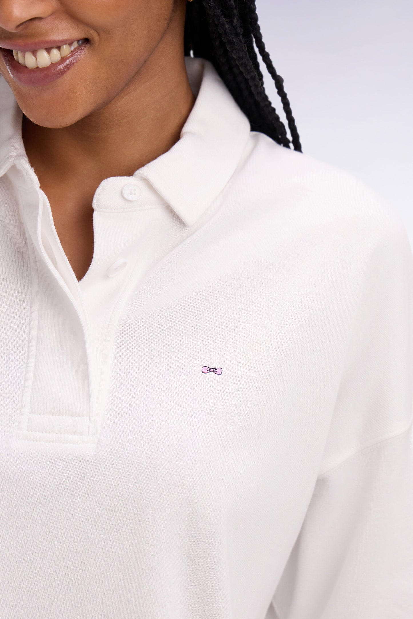 Relaxed fit white Pima cotton short-sleeved jersey
